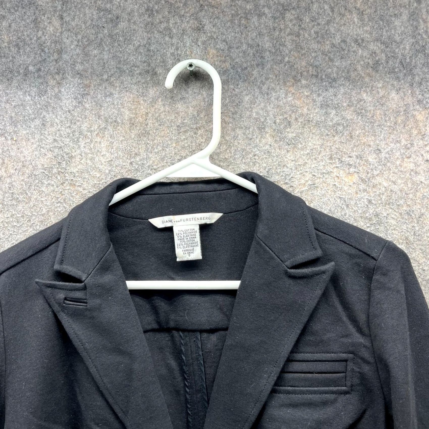 Diane von Furstenberg Diane von Furstenberg Blazer Womens 8 Black Cotton Blend 2 Button Jacket Cotton Dressy Suits Womens Fall Winter Spring Mens Girls Size M / US 6-8 / IT 42-44 - 6 Thumbnail