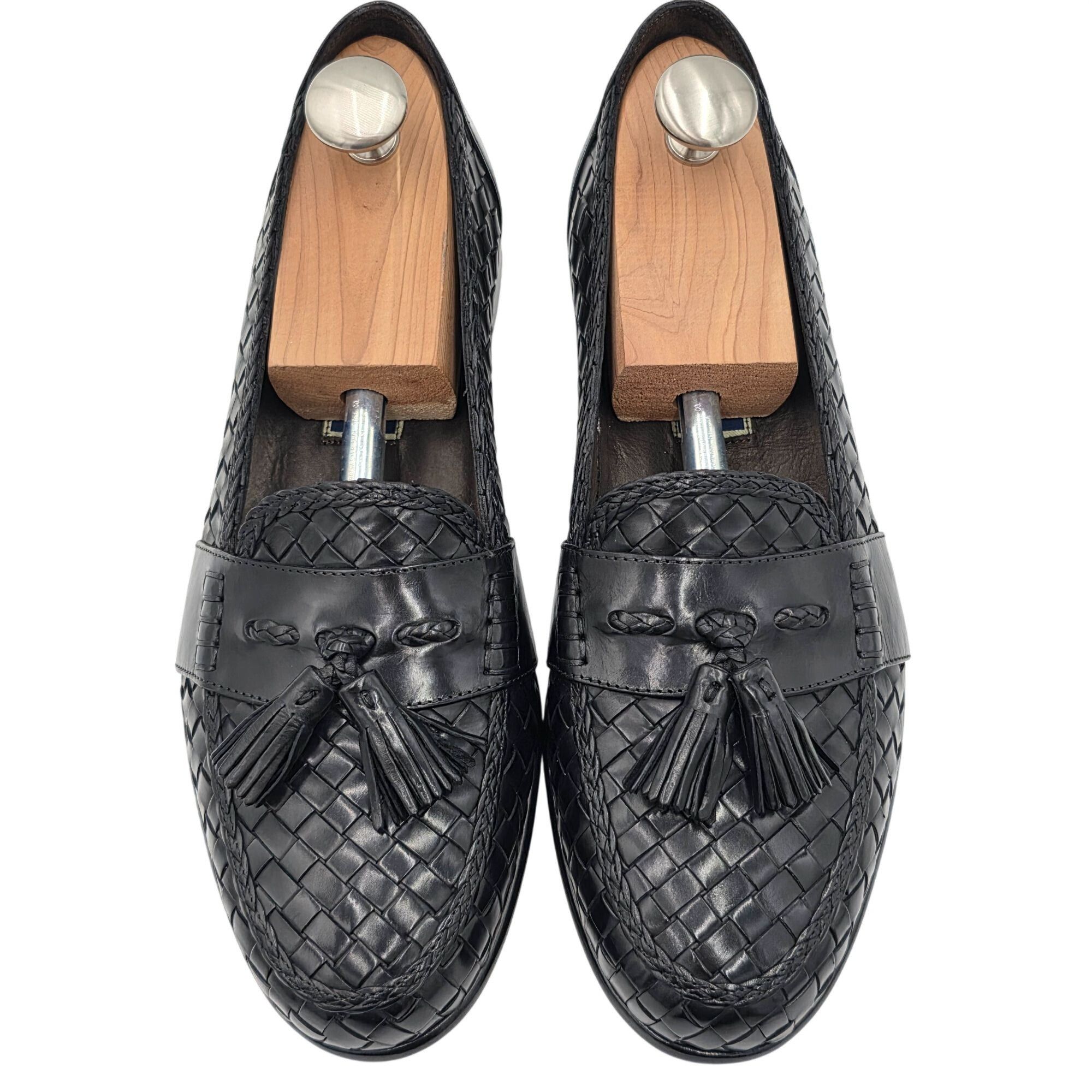 Bragano NEW Vintage Bragano Italy Black Woven Leather Tassel Loafer Size US 10 / EU 43 - 12 Thumbnail