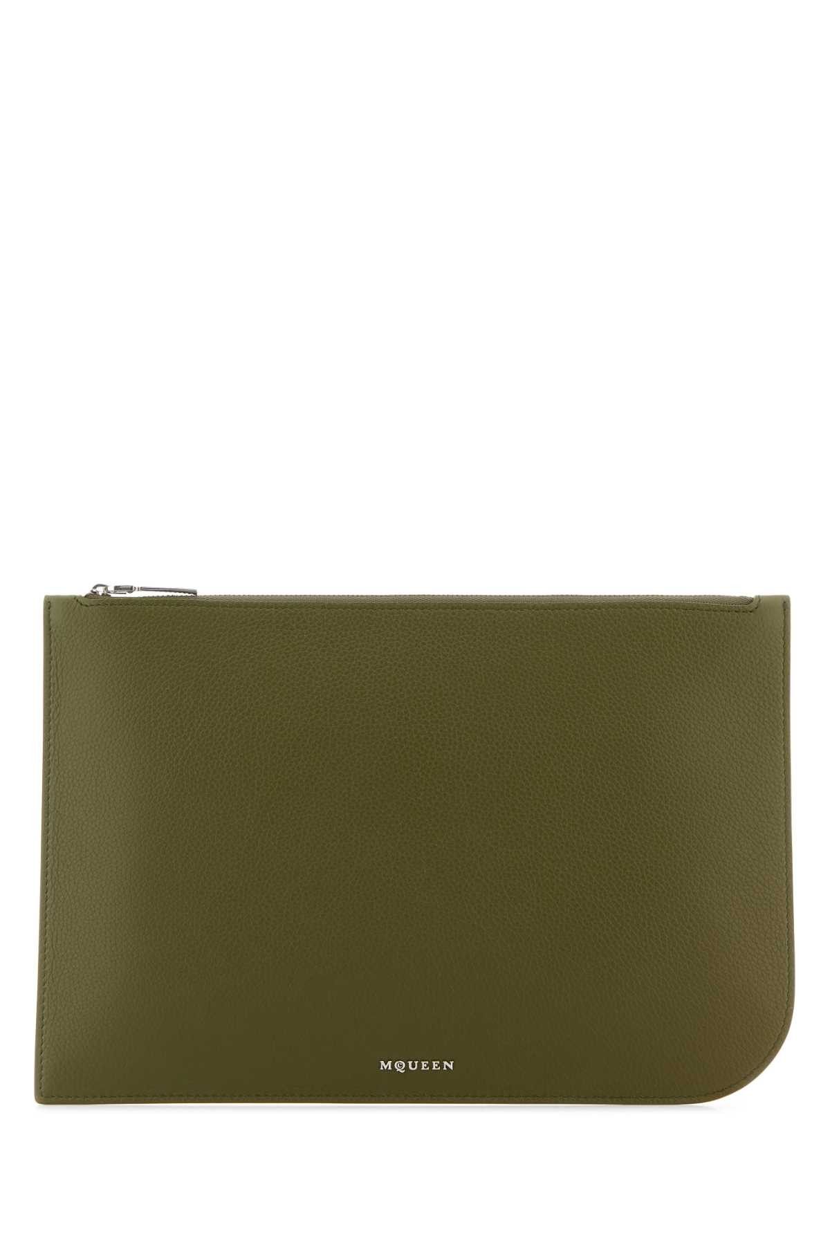 Alexander McQueen Olive Green Leather Large Sling Pouch Size ONE SIZE - 1 Thumbnail