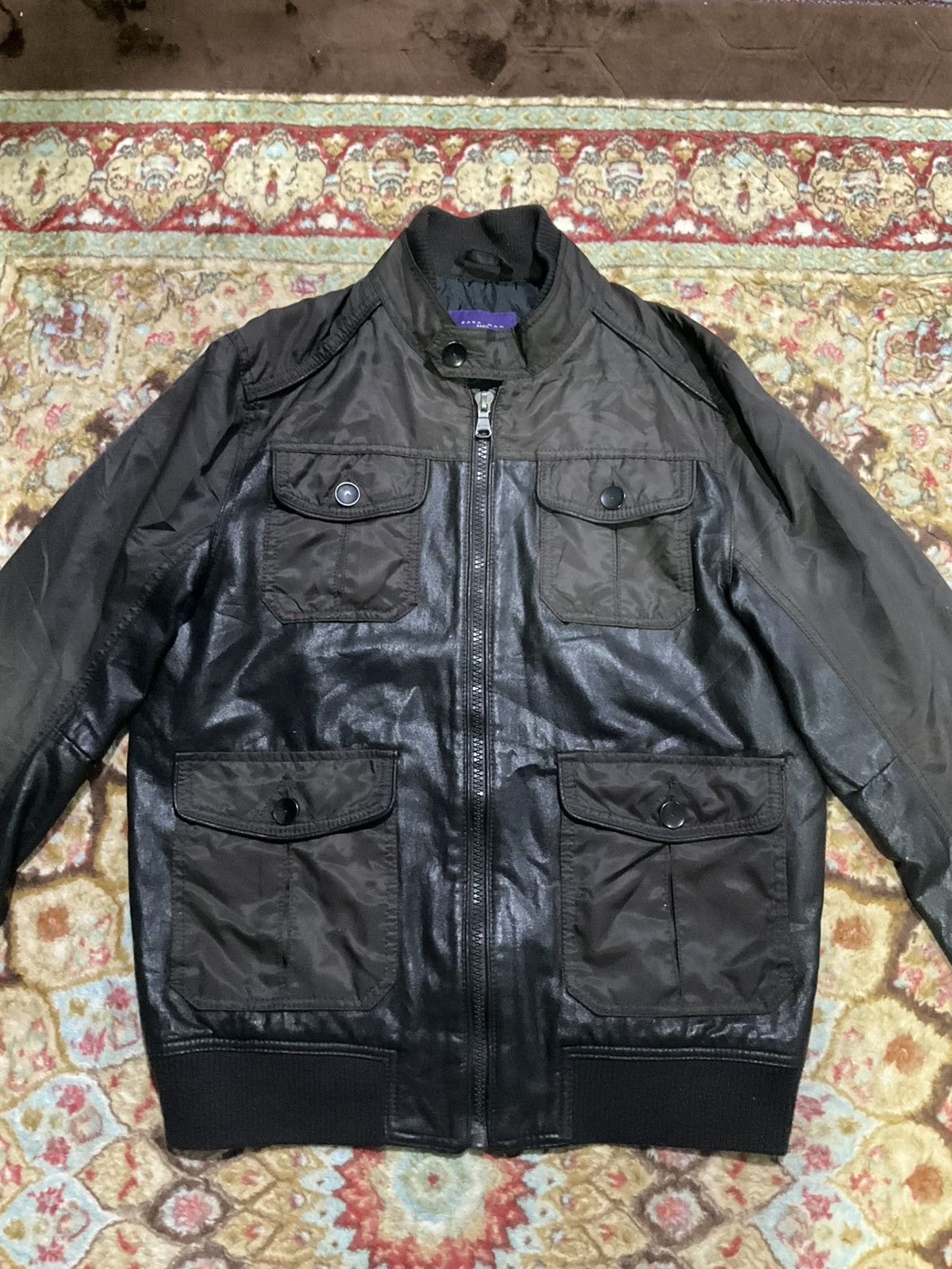 Zara Vintage Jacket with Half Leather Sleeves Size US L / EU 52-54 / 3 - 4 Thumbnail