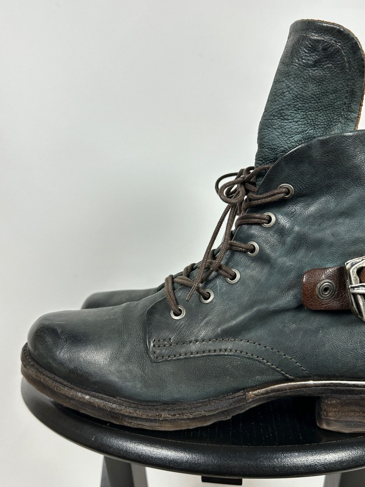 A.S.98 A.S.98. Airstep Navy Green Leather Biker Ankle Boots Size US 10 / IT 40 - 14 Thumbnail