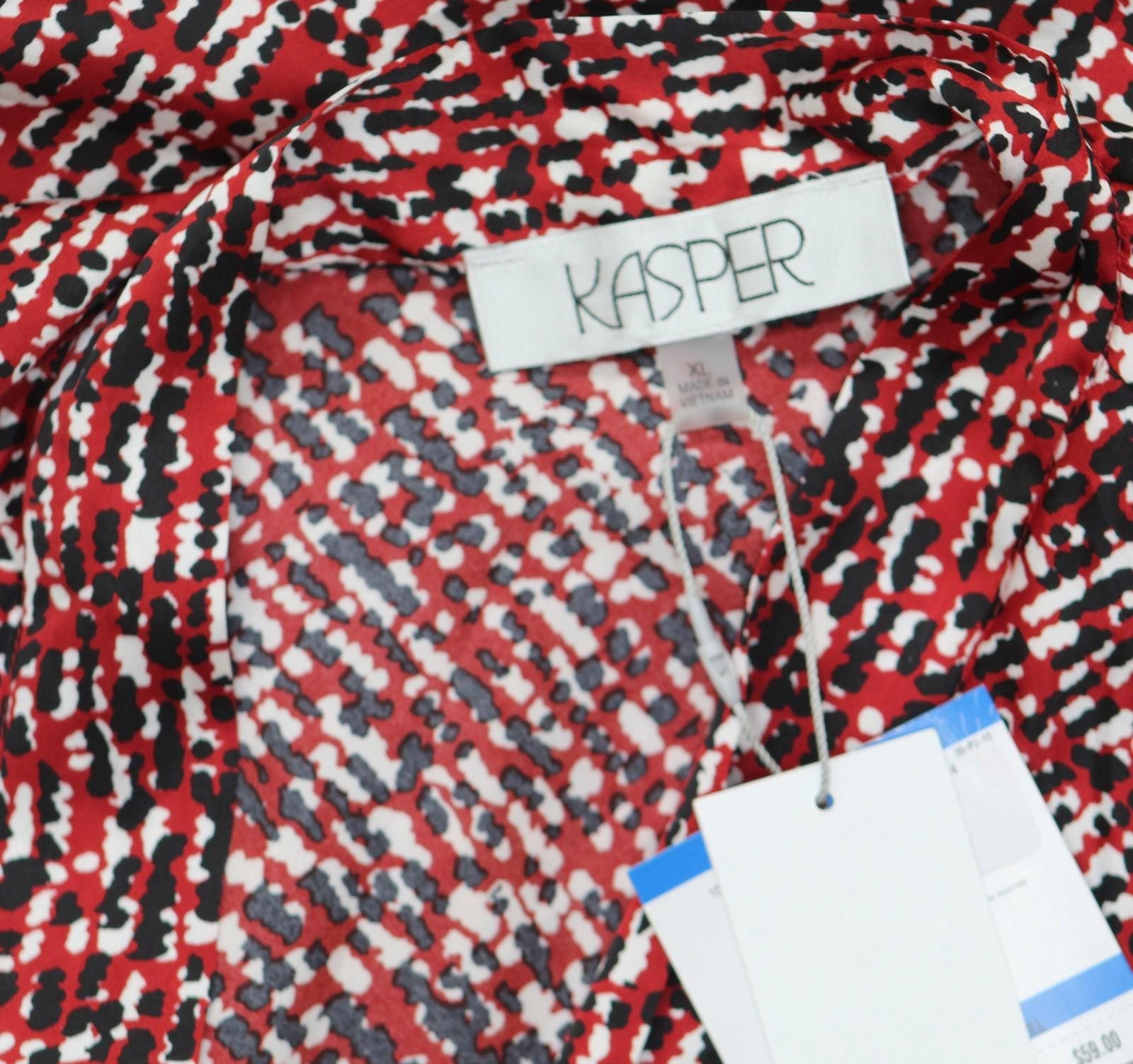 Other Nwt Kasper Satin Tie-neck Blouse 10919993 Fire Red Multi Xl Size XL / US 12-14 / IT 48-50 - 4 Thumbnail