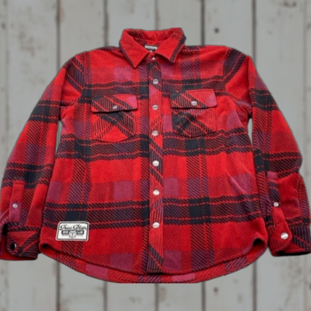 True Religion VINTAGE True Religion Shacket Women's M Red Plaid Polar Fleece Snap Buttons 5886 Size M / US 6-8 / IT 42-44 - 1 Thumbnail