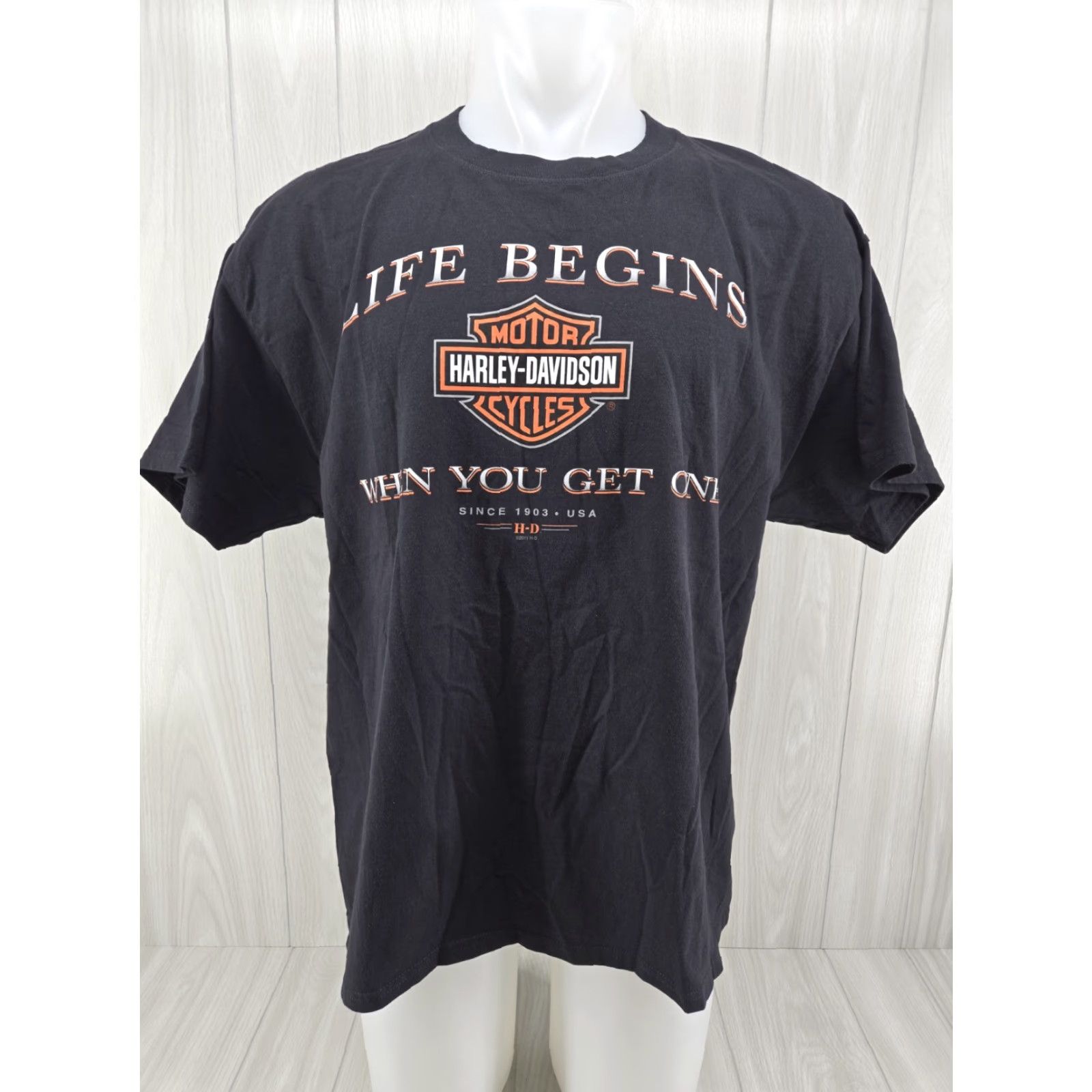 Harley Davidson Harley-Davidson Motorcycles Life Begins Pelham Alabama Black Shirt XL Men Short Sleeve Crew Neck Graphic Print T-Shirt Size US XL / EU 56 / 4 - 2 Thumbnail