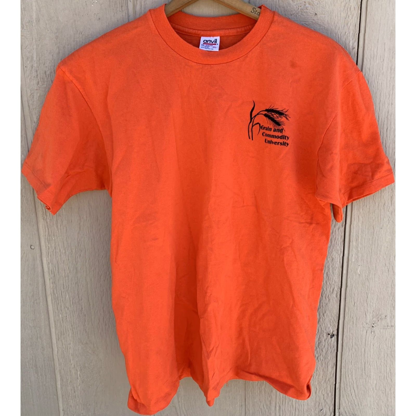 Anvil VINTAGE Grain and Commodity University T-Shirt Short Sleeve Crew Neck XL Orange Anvil Cotton Jersey Graphic Print Mens Size US XL / EU 56 / 4 - 3 Thumbnail