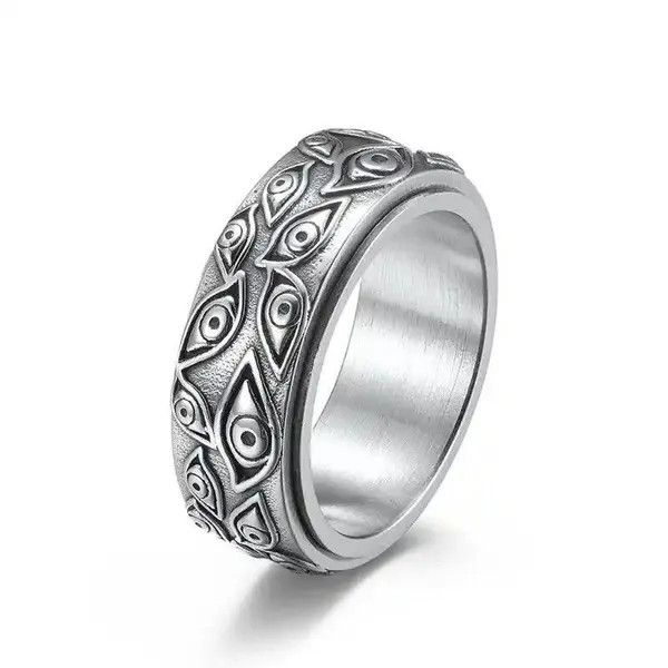 Jewelry Silver Color The Eyes Engraved Ring (Size 7-13) Size ONE SIZE - 1 Thumbnail