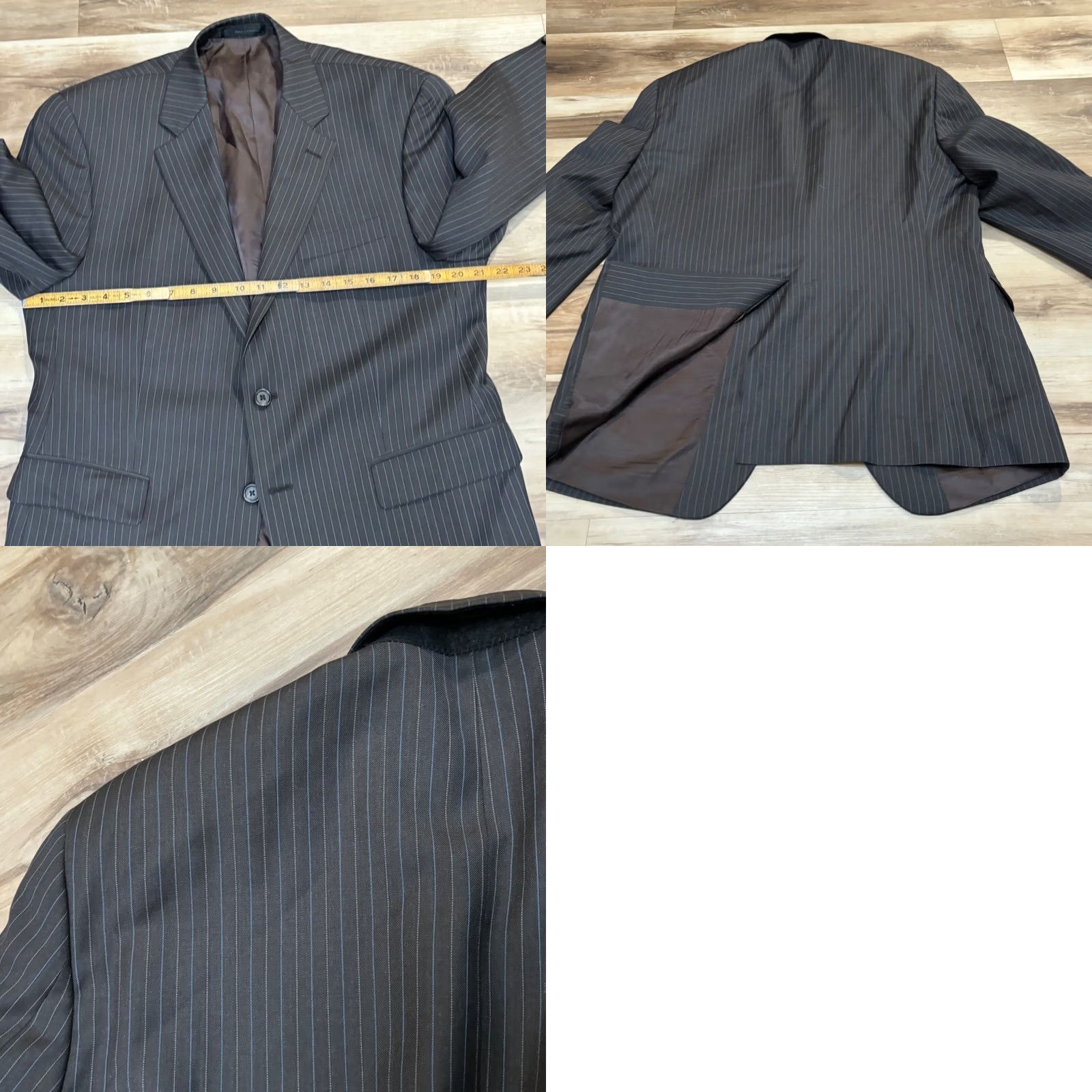 Ralph Lauren Lauren Ralph Lauren Blazer Mens 40S Brown Pinstripe 100% Wool 2 Button Jacket Short Notch 4-Button Sleeve-Front Single-Breasted Boy Mens Size 40R - 8 Thumbnail