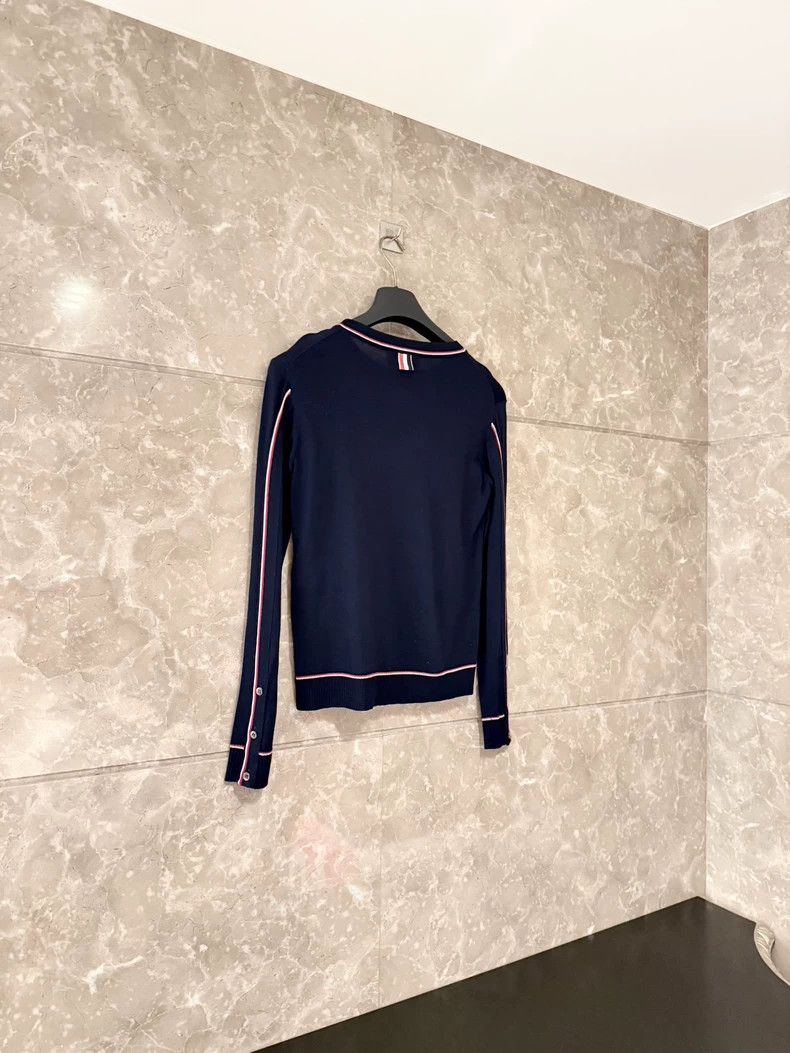 Thom Browne Thom Browne size40 Thin knit sweater in dark blue Size US XXS / EU 40 - 2 Thumbnail