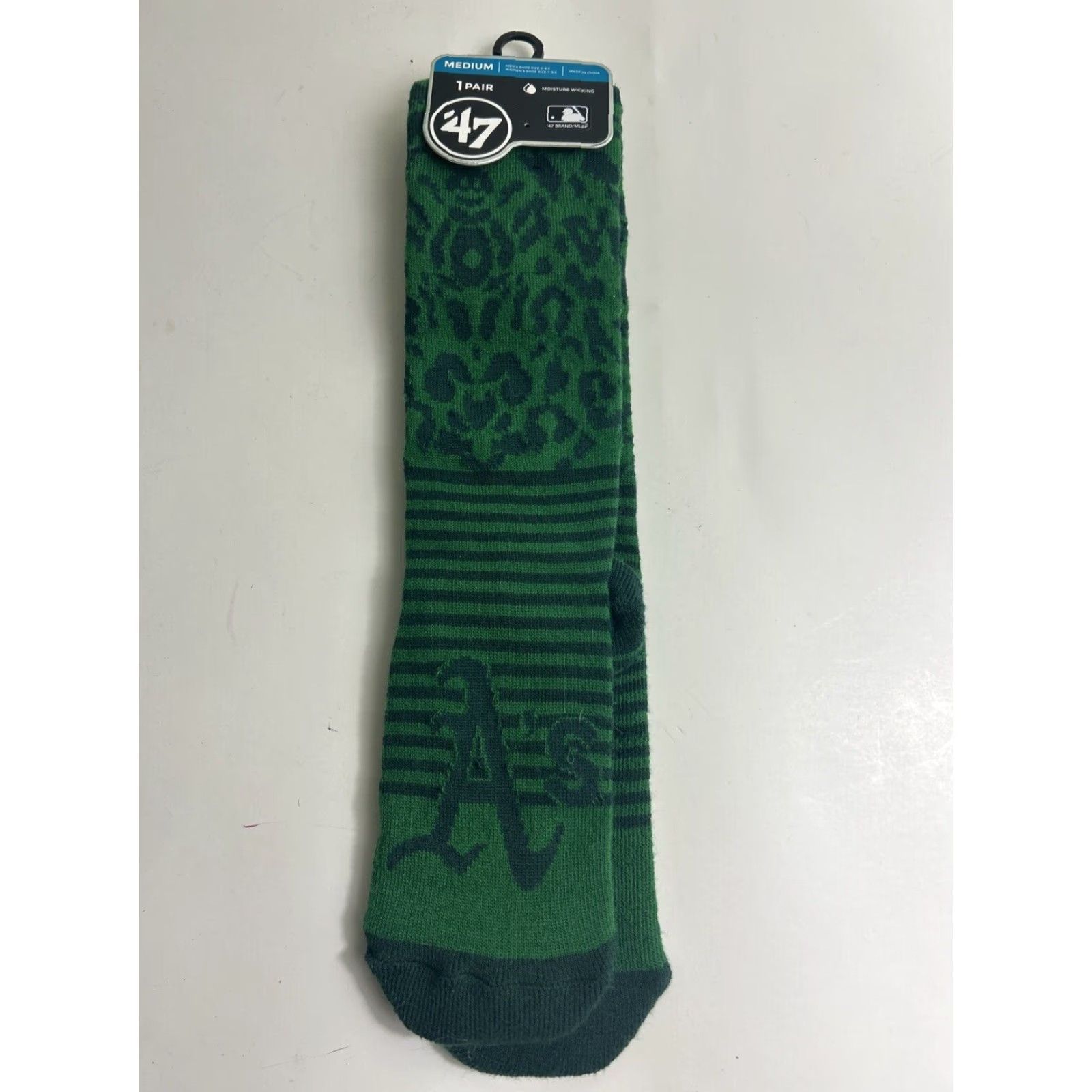 47 ’47 Womens Medium Green Striped Cheetah Athletics A’s MLB Tall Socks Size ONE SIZE - 2 Thumbnail