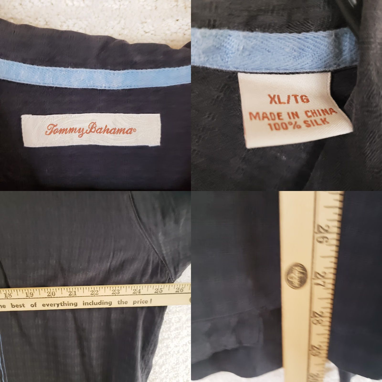 Tommy Bahama Tommy Bahama Shirt Men XL Black Silk Blue Embroidery Button Up Short Sleeve Elegant Casual Formal Party/Wedding Size US XL / EU 56 / 4 - 9 Thumbnail