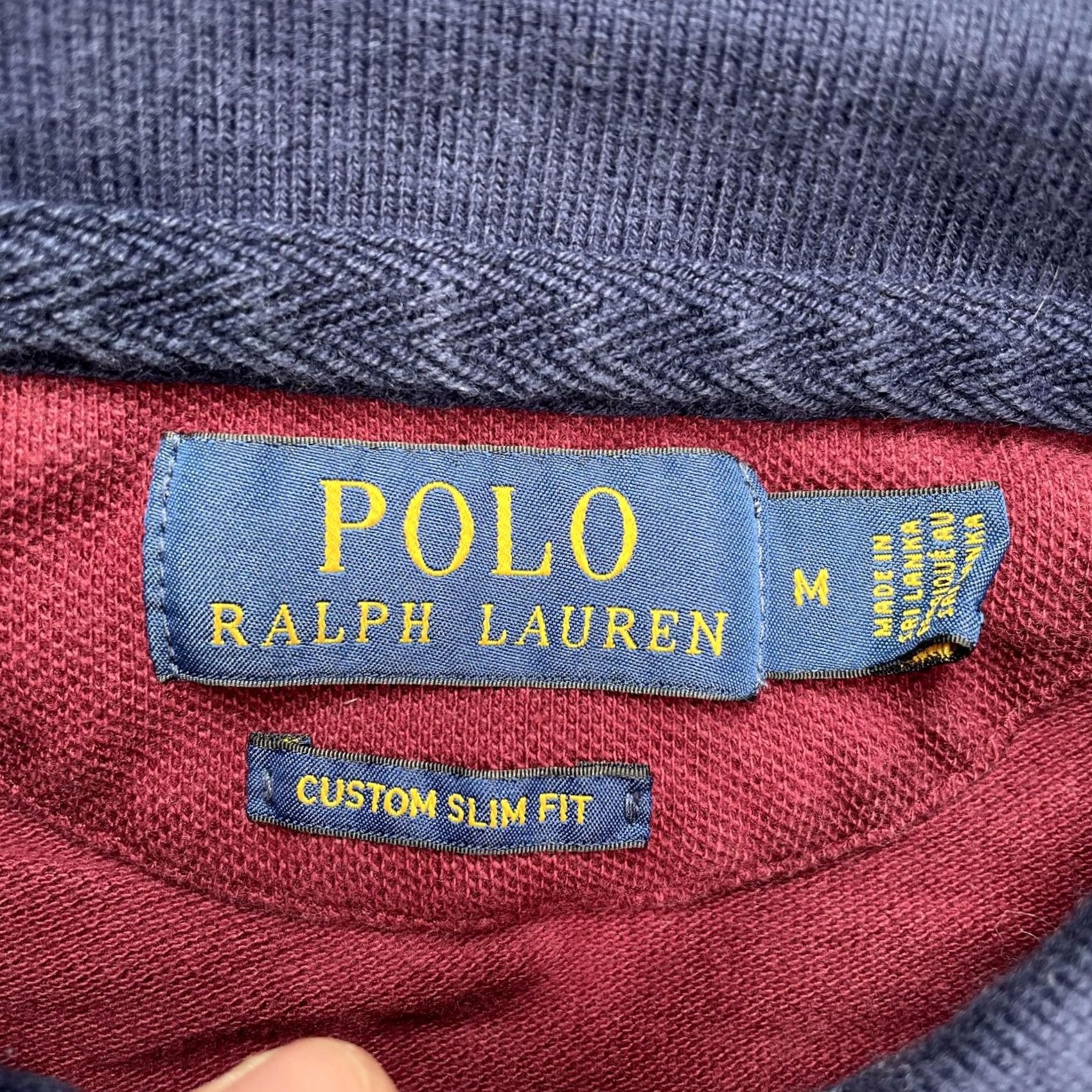 Polo Ralph Lauren Polo Ralph Lauren Polo Shirt Mens M Burgundy Colorblock Custom Slim Fit Size US M / EU 48-50 / 2 - 3 Thumbnail