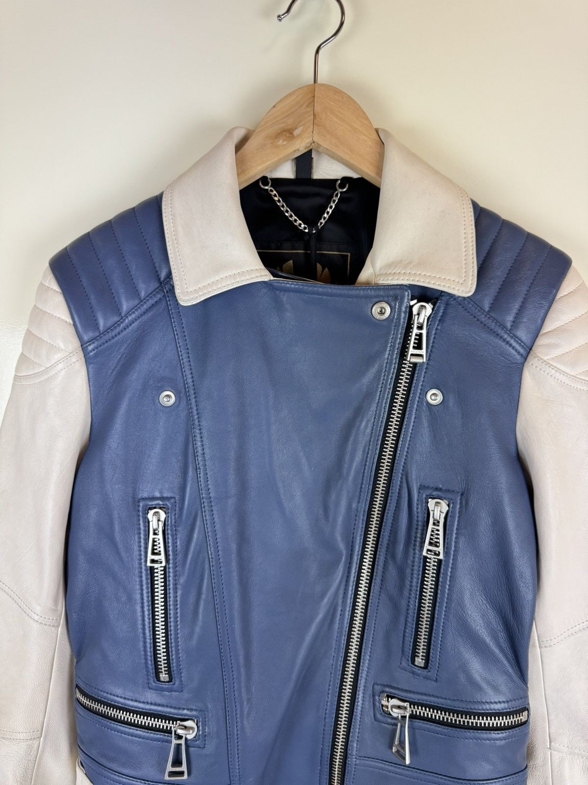 Belstaff Belstaff Devyn Bicolor blue white leather biker jacket RARE Size S / US 4 / IT 40 - 21 Thumbnail