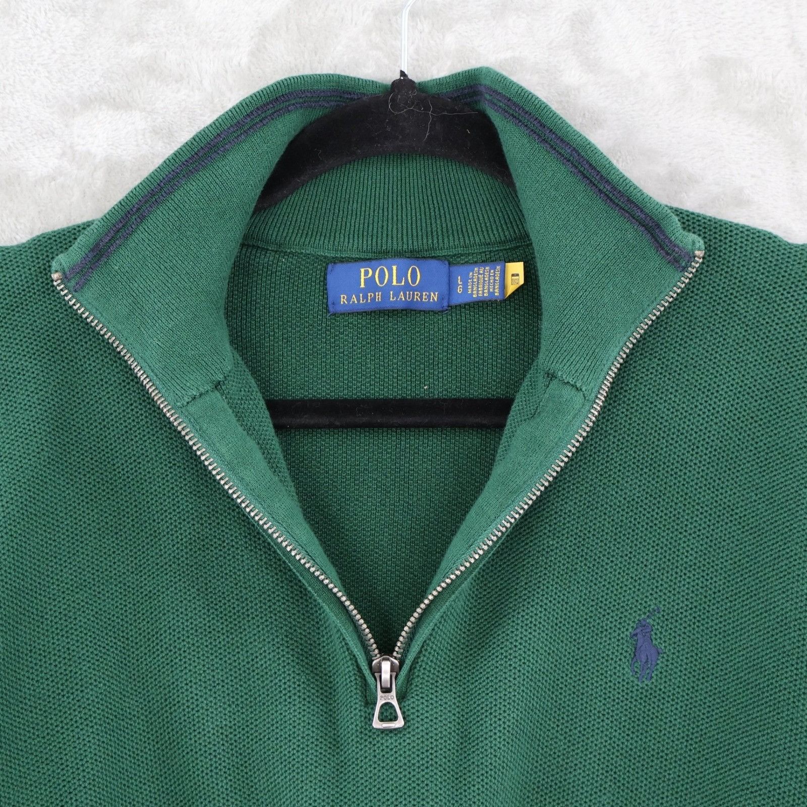 Polo Ralph Lauren Polo Ralph Lauren Mesh-Knit Cotton Quarter-Zip Sweater Men L Size US L / EU 52-54 / 3 - 3 Thumbnail