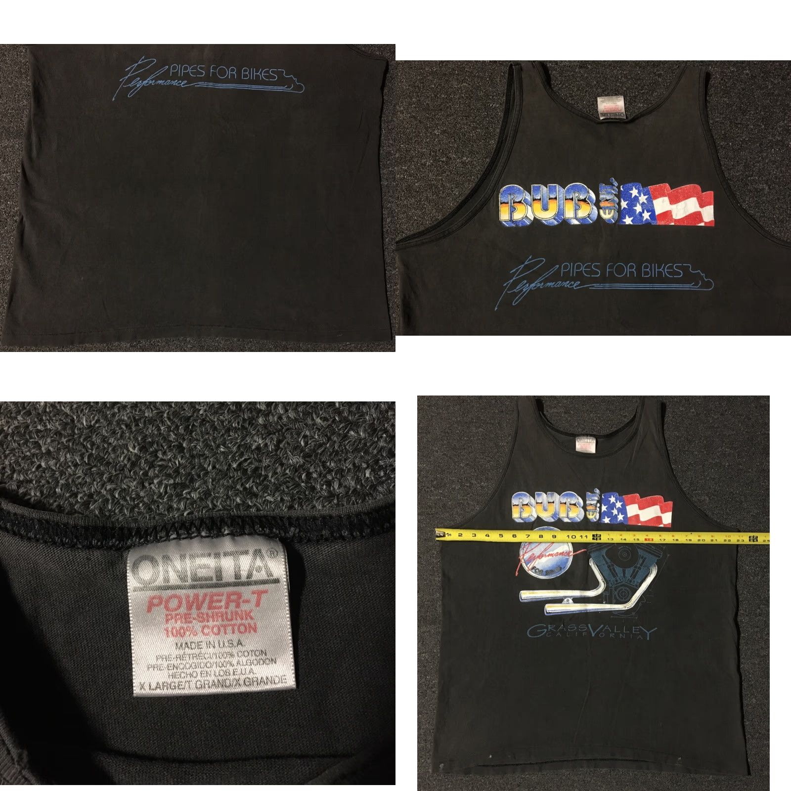 Vintage Vtg 80s Bub Enterprises Pipes For Bikes Faded Tank Top L XL Single Stitch Grunge Biker T-Shirt Men Black Comfort Fit 90s USA Harley Distressed Size US L / EU 52-54 / 3 - 8 Thumbnail