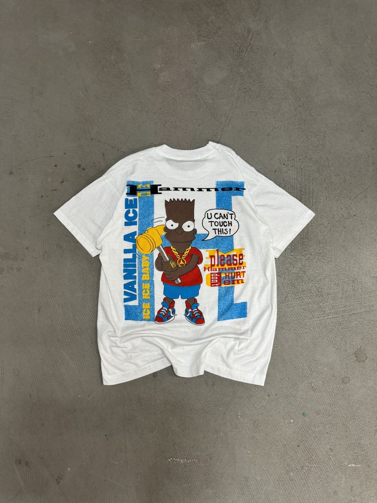 image of Made In USA x Rap Tees 1990 Mc Hammer Vanilla Ice Tee in White, Men's (Size Large)
