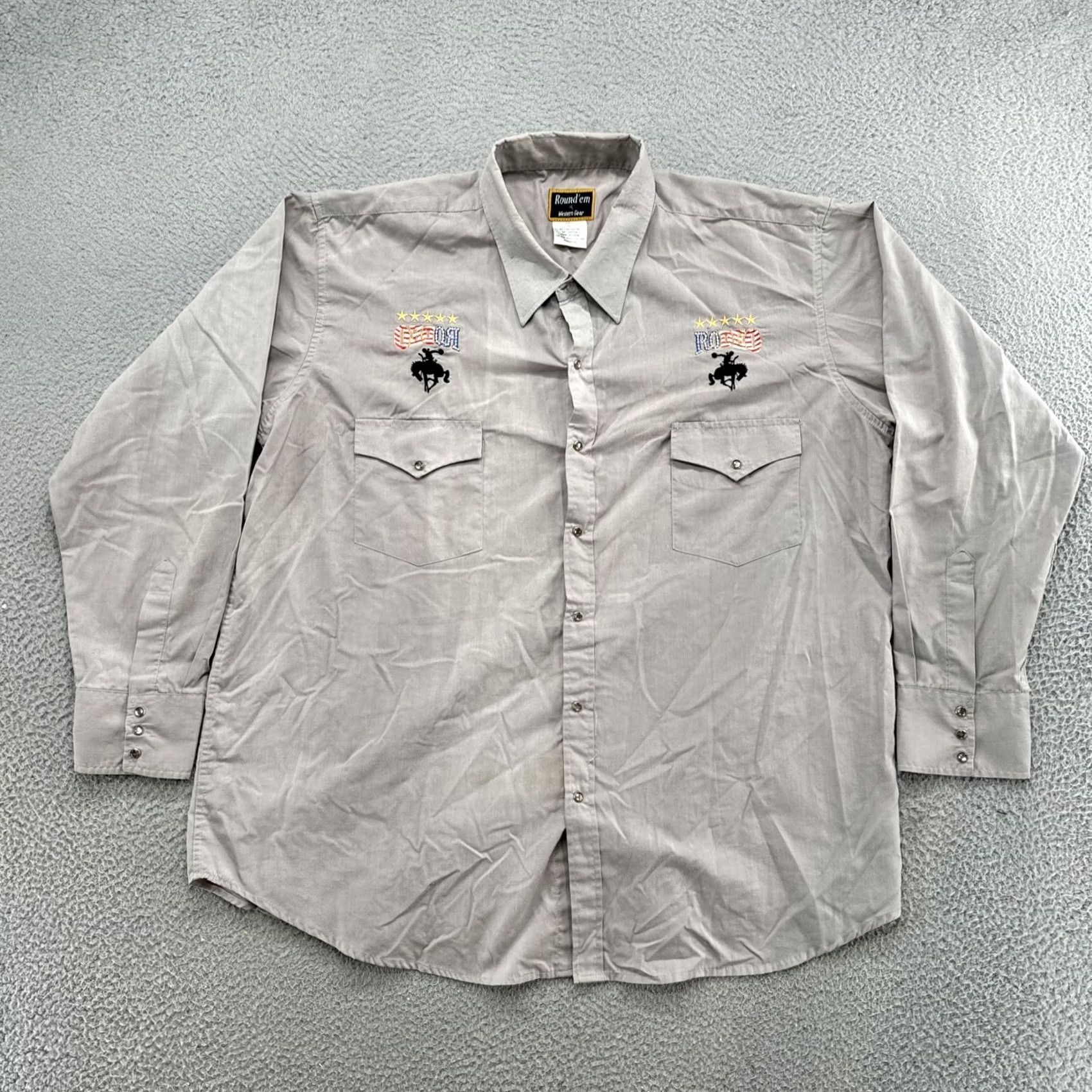 Vintage Round'em Western Embroidered Rodeo Cowboy Snap Up Long Sleeve Shirt XL Men Size US XL / EU 56 / 4 - 2 Thumbnail