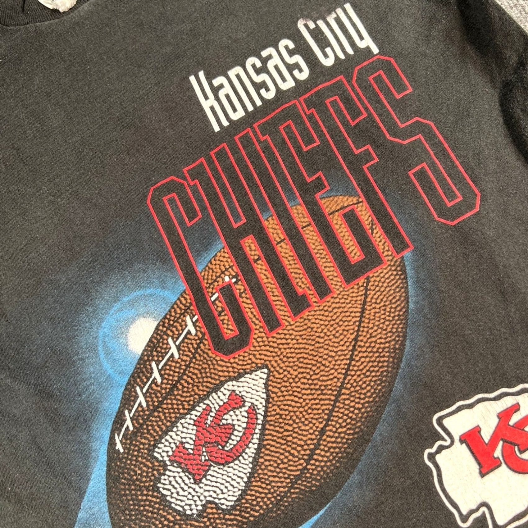 Logo 7 VINTAGE Kansas City Chiefs T-Shirt Mens L Black 1995 Single Stitch 90s Logo Size US L / EU 52-54 / 3 - 5 Thumbnail