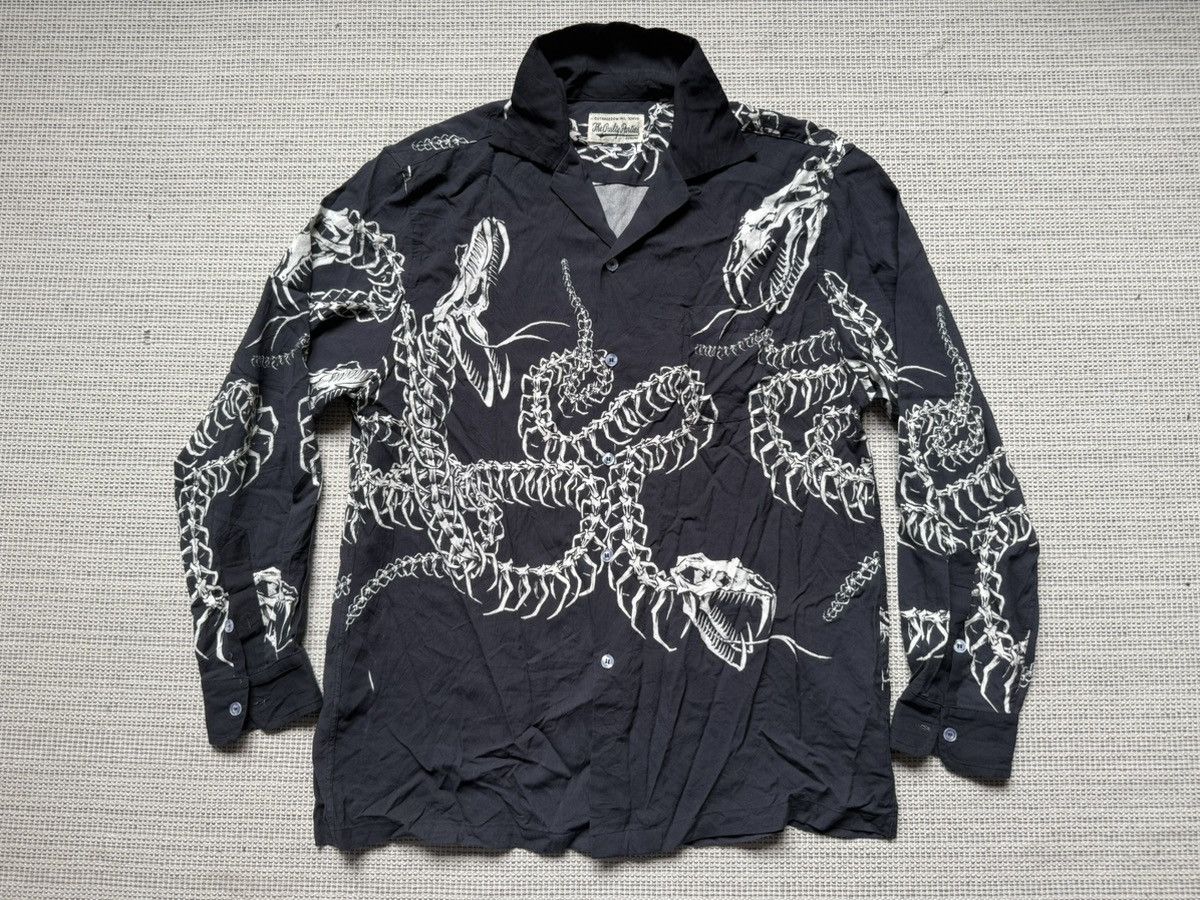 Wacko Maria RARE Wacko Maria ivory skeleton snake rayon shirt Size US L / EU 52-54 / 3 - 4 Thumbnail