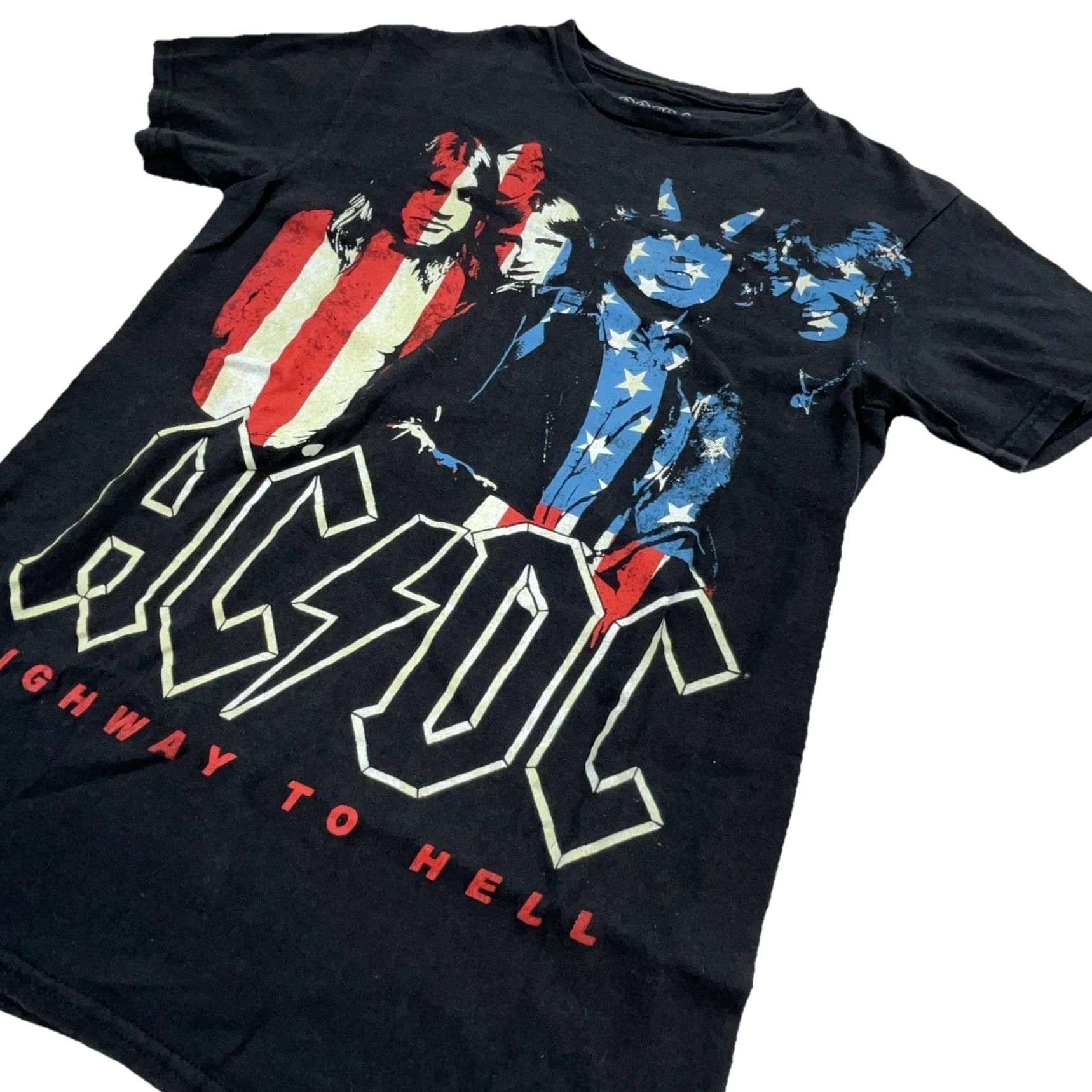 Vintage AC DC Shirt Men Small Black Tee Highway To Hell Tour Concert AOP US Flag Retro Shirt Size US S / EU 44-46 / 1 - 2 Thumbnail
