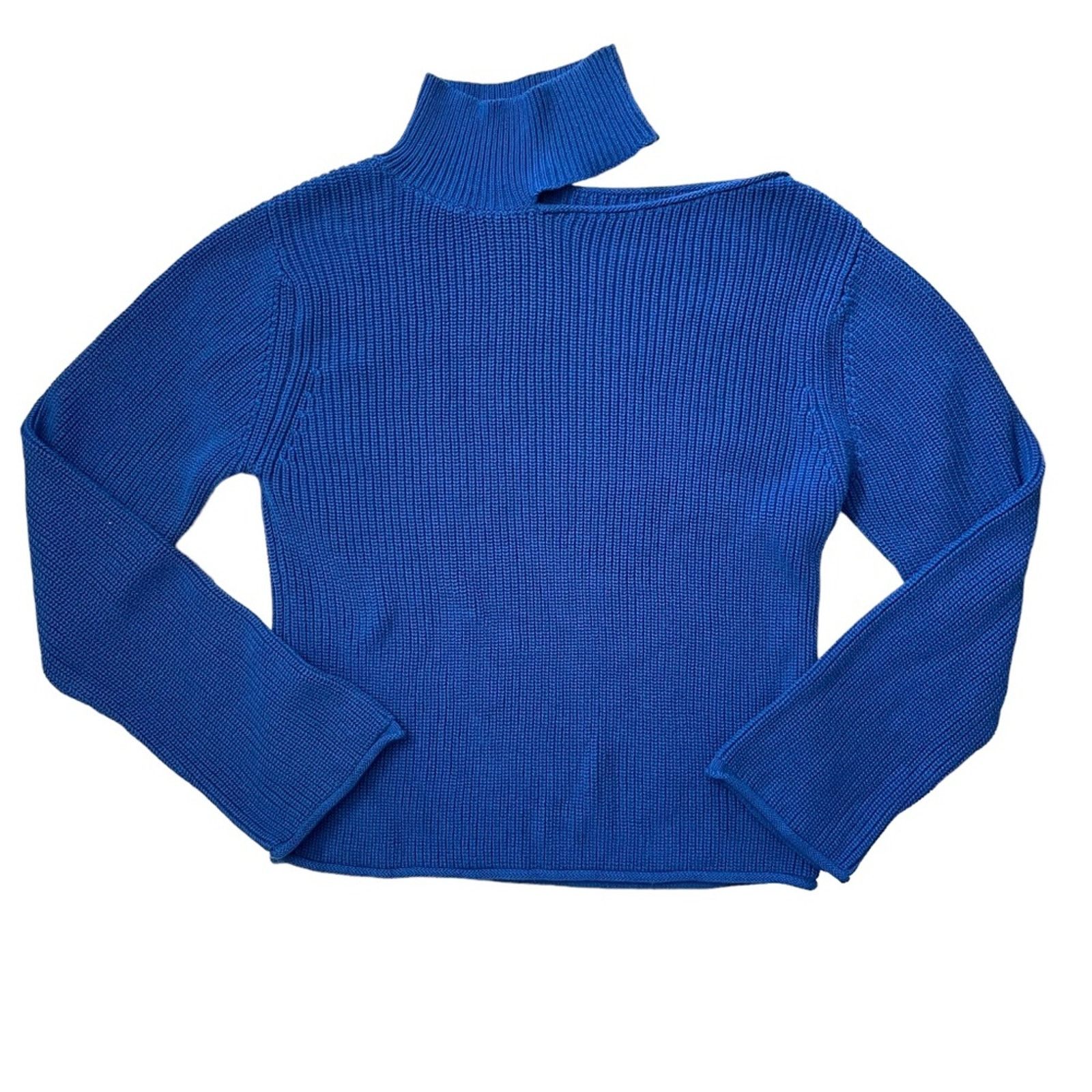 Rta RtA Langley Lagoon Blue Cutout Cotton Turtleneck Sweater Size S / US 4 / IT 40 - 6 Thumbnail
