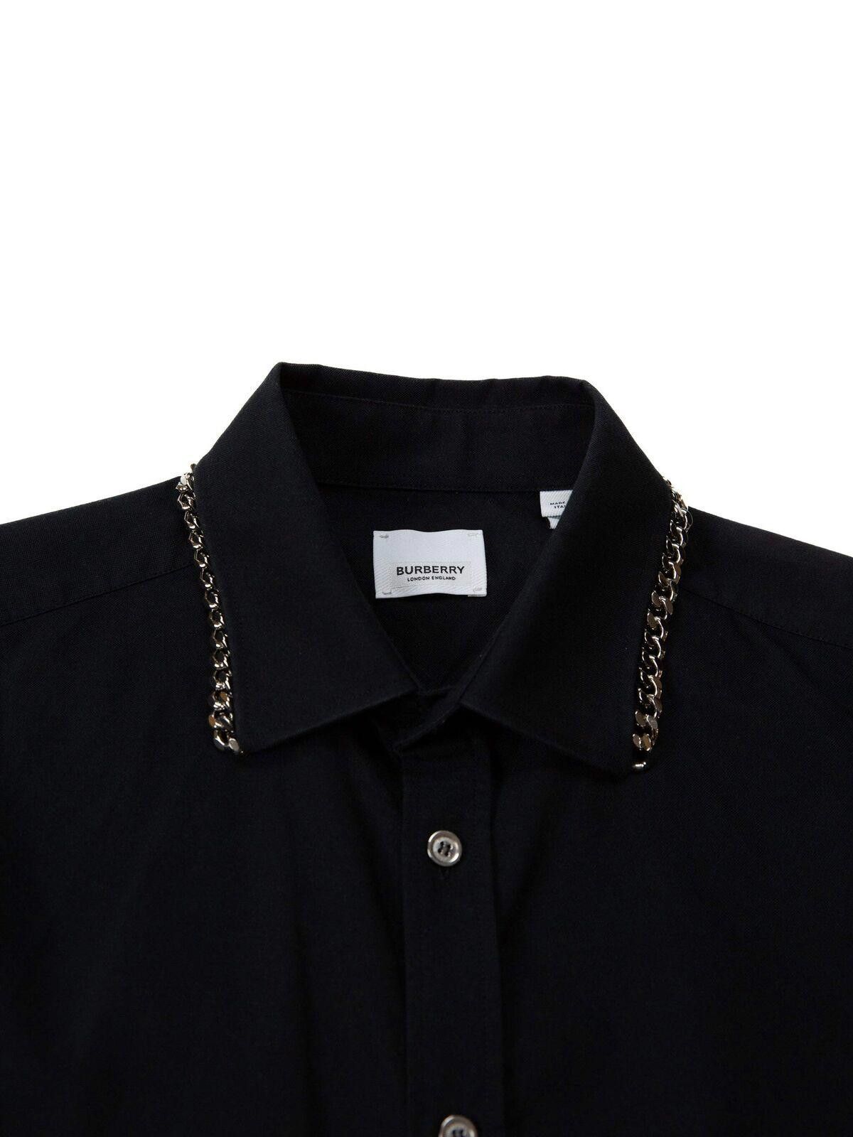 Burberry Burberry Mens Black Chain Detail Shirt Medium Black Size US M / EU 48-50 / 2 - 5 Thumbnail