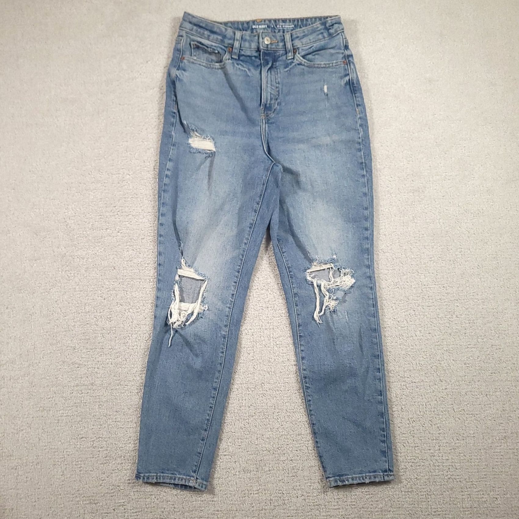 Old Navy Old Navy Blue Higher High Rise O.G. Straight Denim Jeans Size 4 Women Regular 5-Pocket Zipper Button Inseam 28 Size 27" / US 4 / IT 40 - 2 Thumbnail