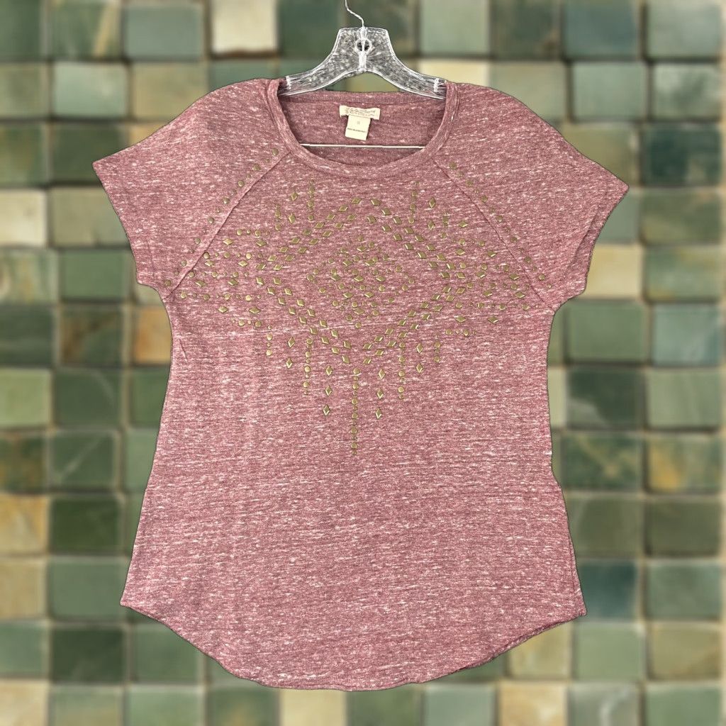 Lucky Brand Lucky Brand Blouse Women Short Sleeve S Red Studded Womens Size S / US 4 / IT 40 - 1 Thumbnail