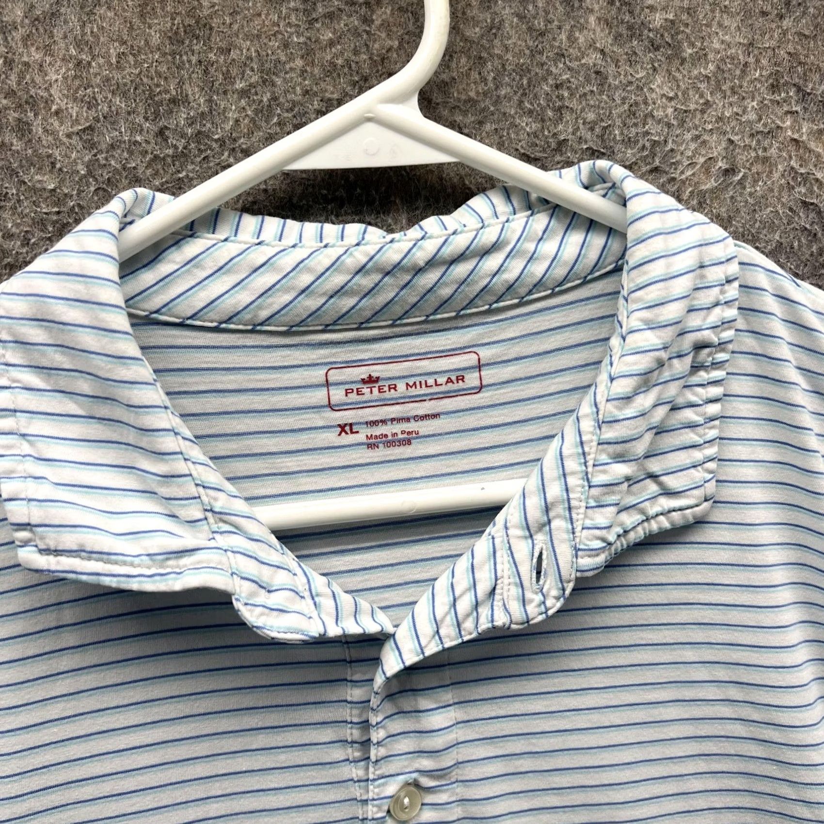 Peter Millar Peter Millar Polo Shirt Mens XL Blue Stripe Pima Cotton Casual Short Sleeve Size US XL / EU 56 / 4 - 6 Thumbnail
