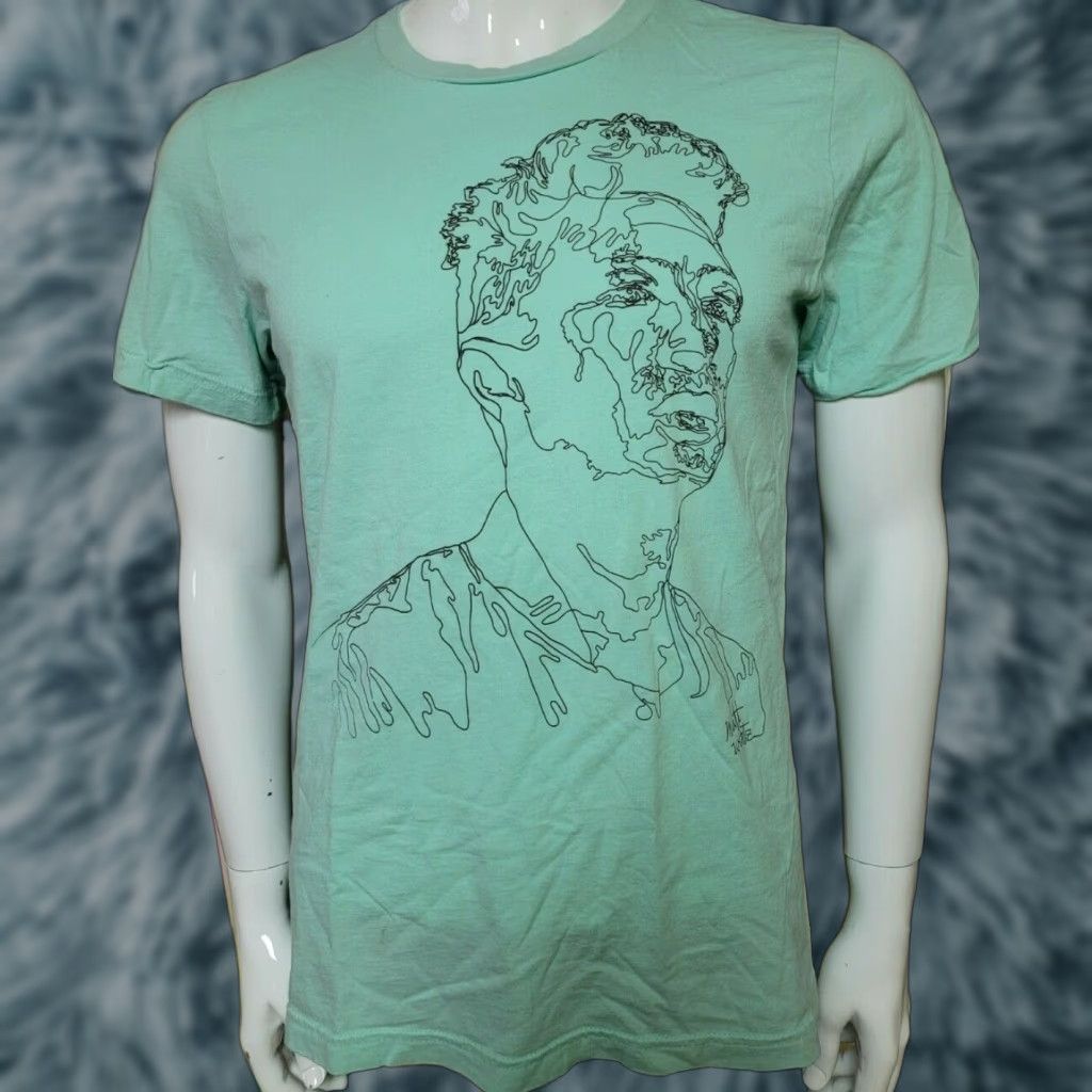 Vintage Canvas Matt Wertz Portrait Drawing T Shirt M Green Graphic Tee Men 100% Cotton Singer-Songwriter Rock Theme Indie Vintage Size US M / EU 48-50 / 2 - 1 Thumbnail