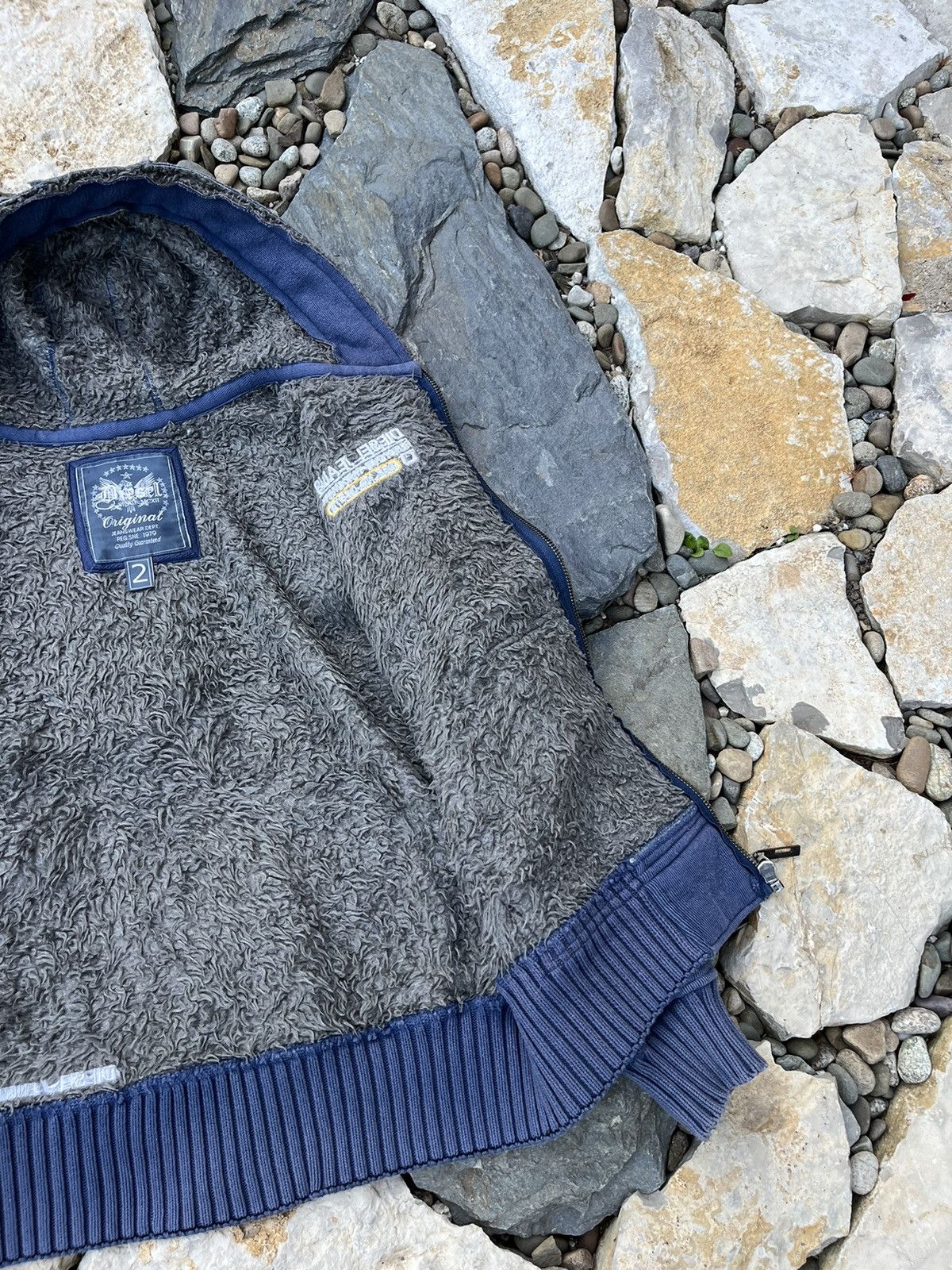 Diesel × Vintage Vintage Diesel jeans y2k heavy fur zip hoodie sherpa jacket Size US M / EU 48-50 / 2 - 4 Thumbnail
