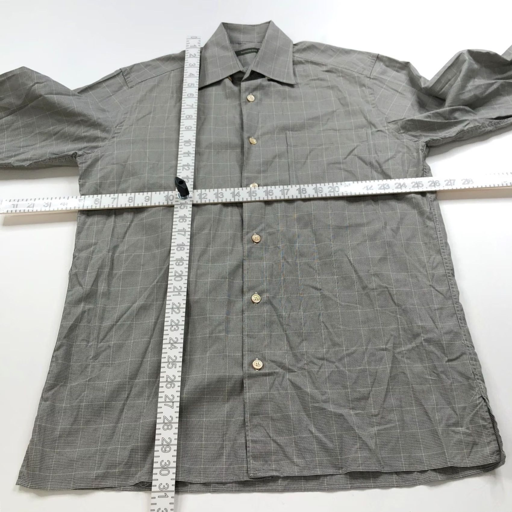 Ermenegildo Zegna Ermenegildo Zegna Glen Plaid Dress Shirt Gray Button LS Medium 15/15.5-35 Size 40R - 2 Thumbnail