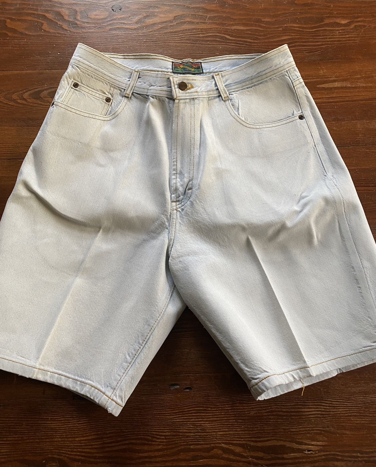 Structure × Vintage Vintage 90’s Structure Bleached Wide Leg Denim Shorts Size US 32 / EU 48 - 3 Thumbnail