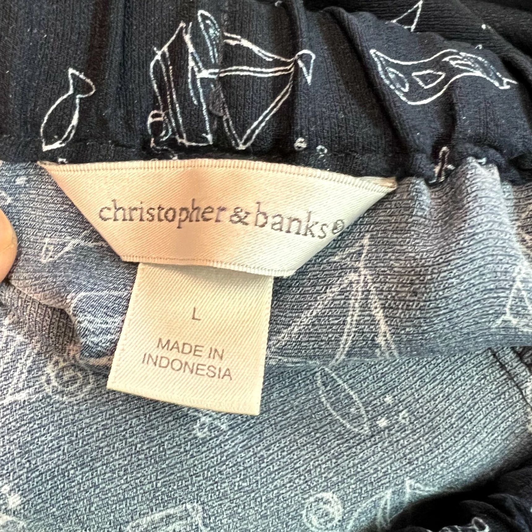 Vintage Christopher & Banks Womens Capri Pants Blue Elastic Waist Cropped Size Large - Regular Inseam 20 in Pant Size 36" / US 14 / IT 50 - 7 Thumbnail