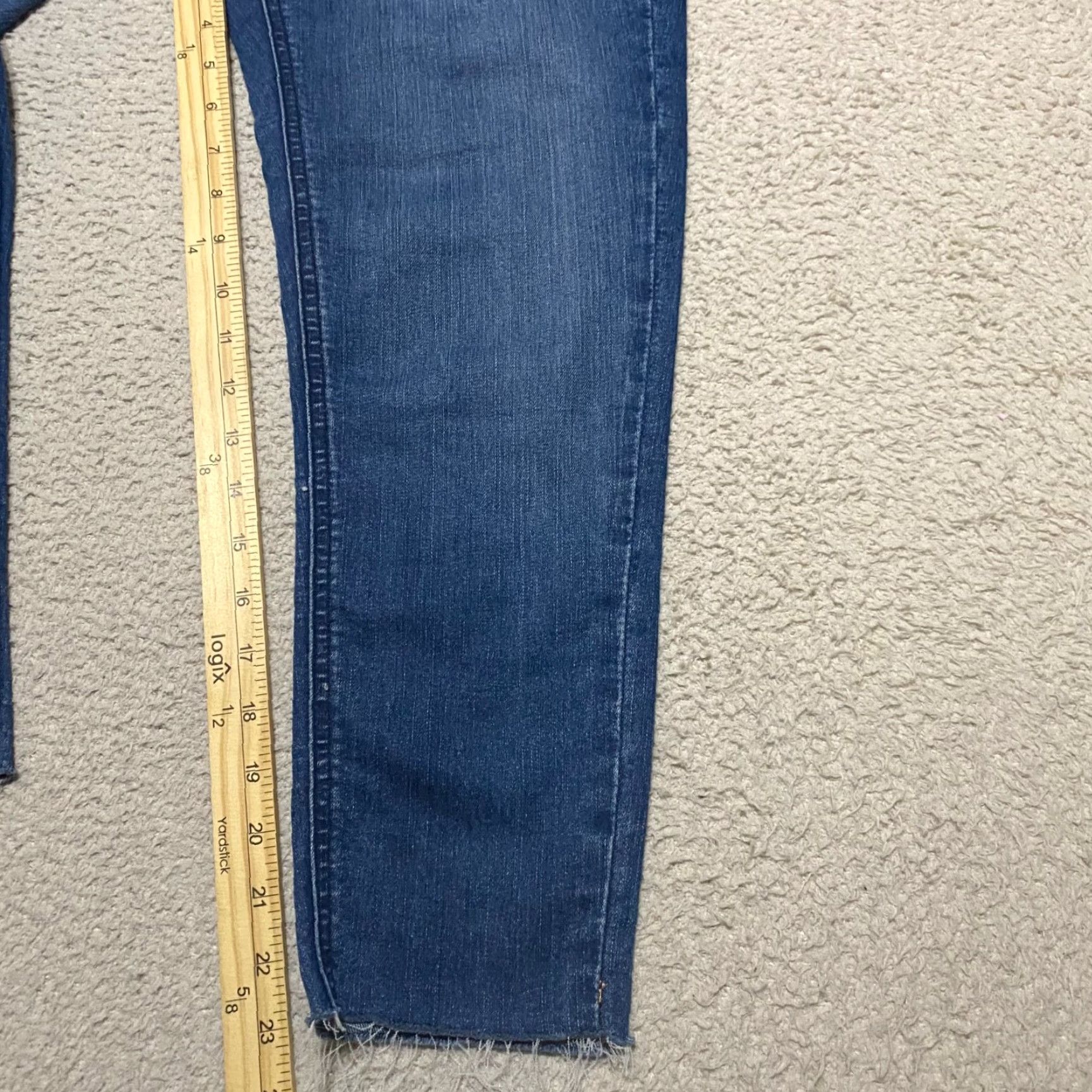 Denime Liverpool Womens Jeans Abby Skinny Blue Denim Dark Wash Ankle Raw Hem Mid Rise 6 Size 28" / US 6 / IT 42 - 3 Thumbnail