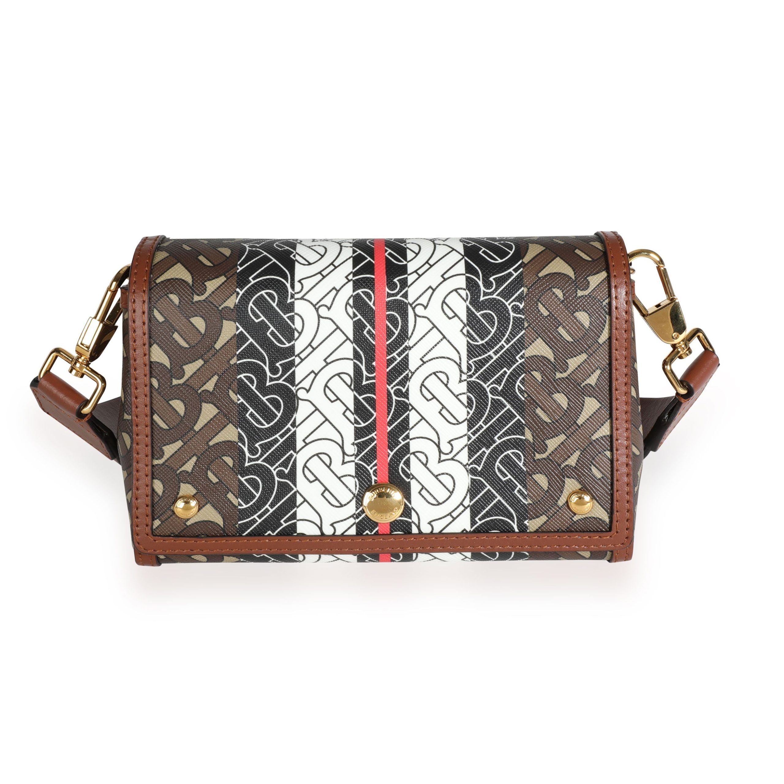 Burberry Brown Hackberry Print E-Canvas Crossbody Bag