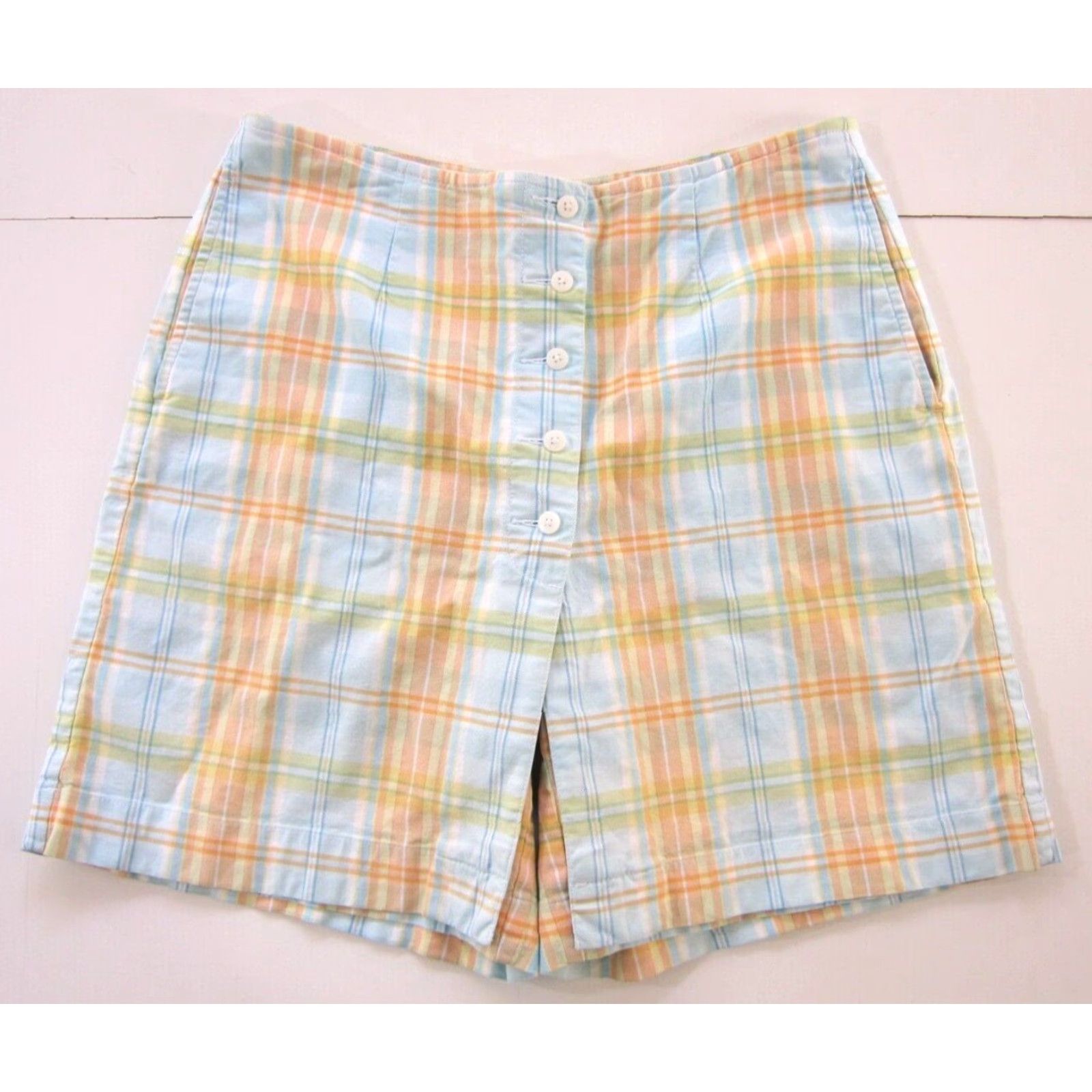 Liz Claiborne VINTAGE Liz Claiborne Golf Cotton Stretch Blue Orange Plaid Skirt Skort Women 8 Size 30" / US 8 / IT 44 - 8 Thumbnail