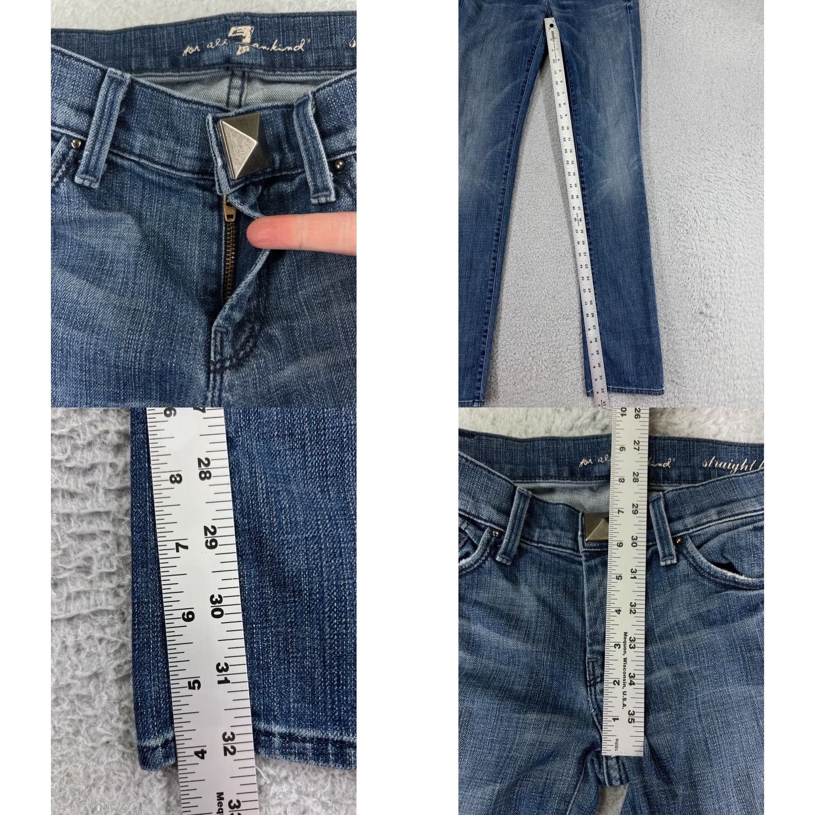 7 For All Mankind 7 For All Mankind Jeans Women's ED Blue Denim 26x32 Straight Fit Regular 5-Pocket Cotton Blend Comfort Stretch Casual Size 26" / US 2 / IT 38 - 8 Thumbnail