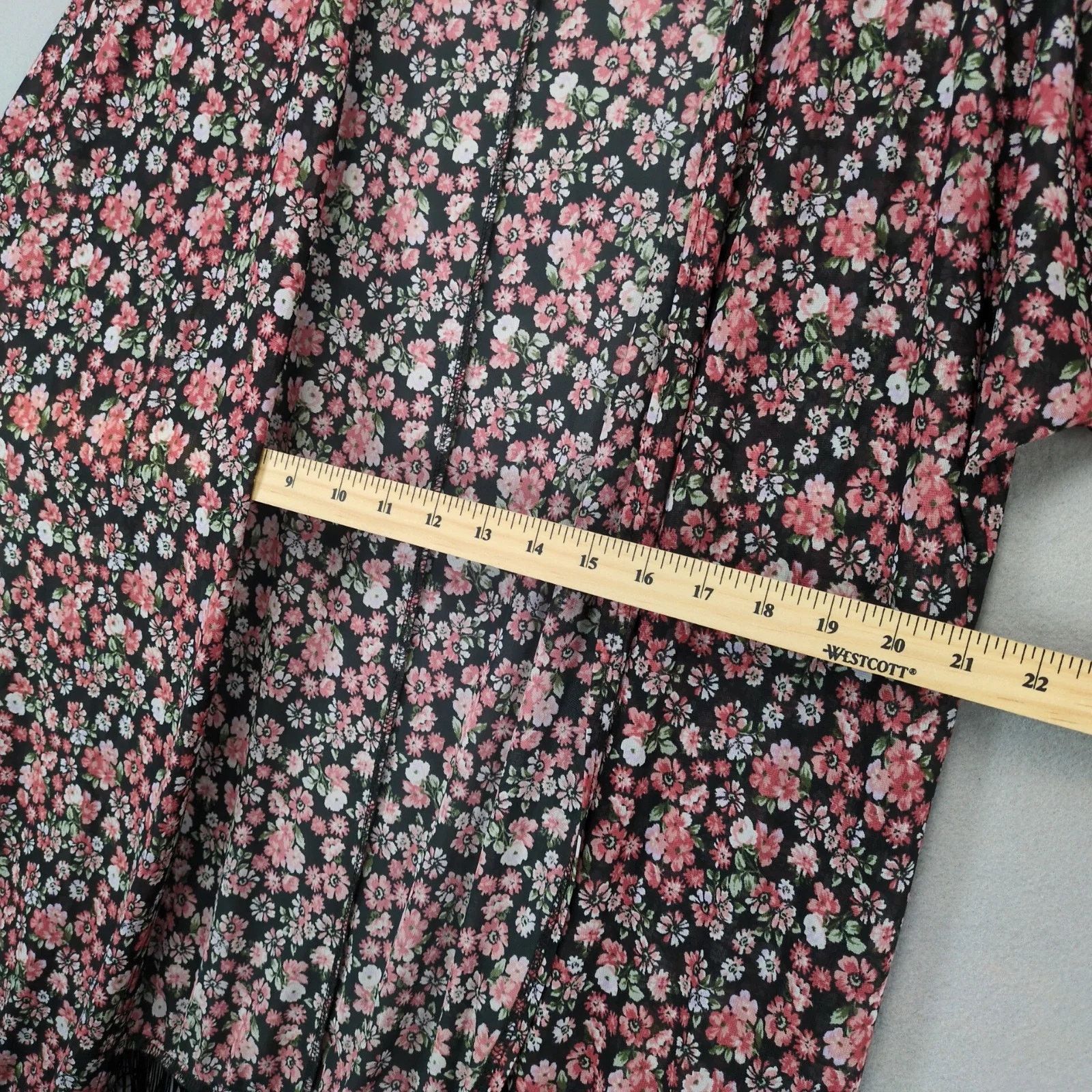 Other Ember Pink Floral Black Sheer Open Cardigan Shrug Fringe XL Size XL / US 12-14 / IT 48-50 - 6 Thumbnail