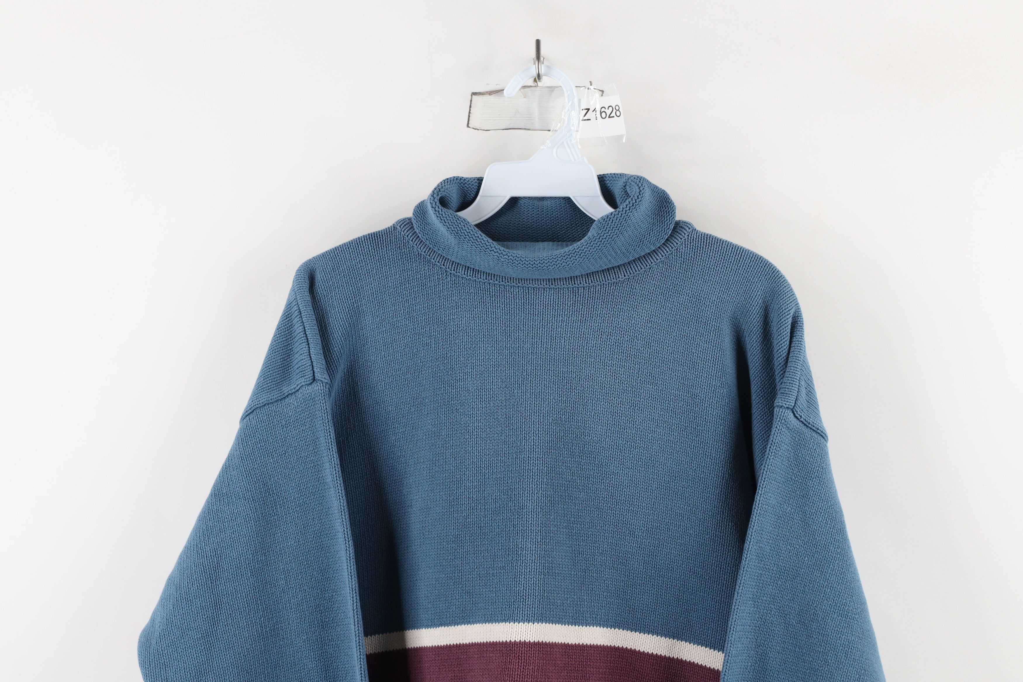 Vintage Vintage 90s Streetwear Cotton Marled Knit Turtleneck Sweater Size M / US 6-8 / IT 42-44 - 2 Thumbnail