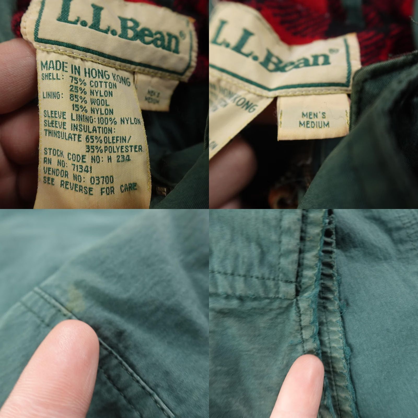 Vintage VINTAGE L.L. Bean Jacket Coat Parka Mens M Green Wool Lined Hooded Cotton Blend 90s Outdoor Winter Fall Zip Pockets Insulated Regular Mens Size US M / EU 48-50 / 2 - 9 Thumbnail