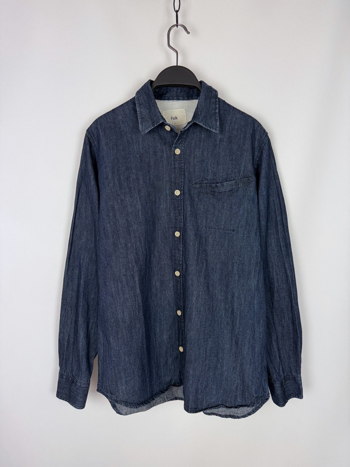 Folk Folk Blue Denim Pocket Button Down Shirt 3 Size US M / EU 48-50 / 2 - 1 Thumbnail