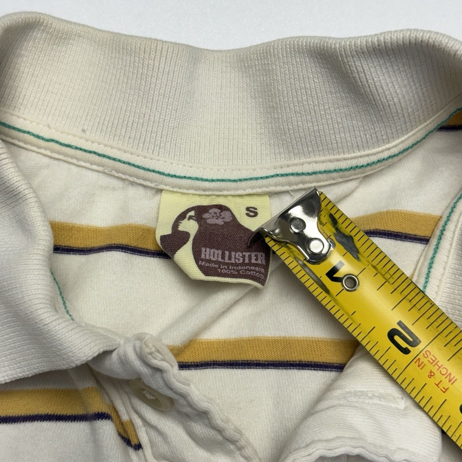 Hollister Hollister Womens Polo T Shirt White Striped Short Sleeve Y2K Size S / US 4 / IT 40 - 11 Thumbnail