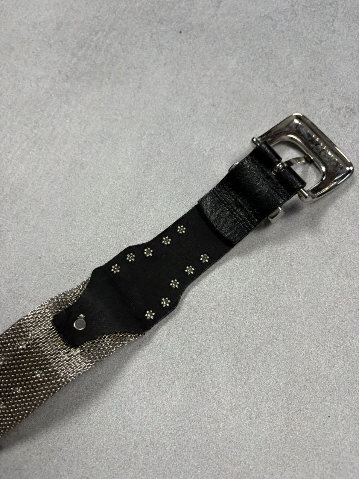 Other Berge Leather Studded Belt Rhinestone Chain Solid Brass Y2K Size ONE SIZE - 12 Thumbnail