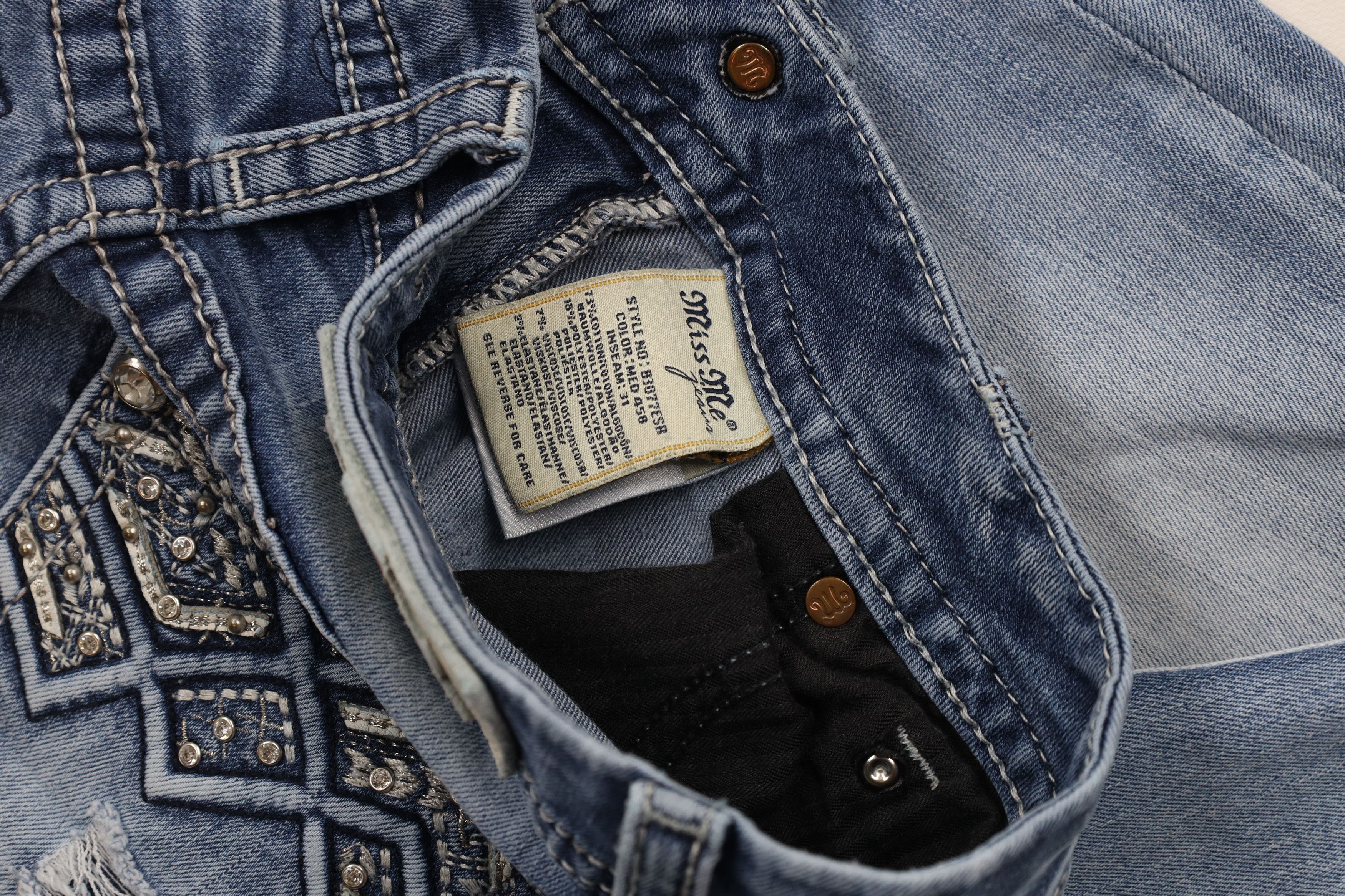 Miss Me × Vintage Miss Me Jeweled Stretch Mid Rise Easy Skinny Denim Jeans Size 27" / US 4 / IT 40 - 9 Thumbnail