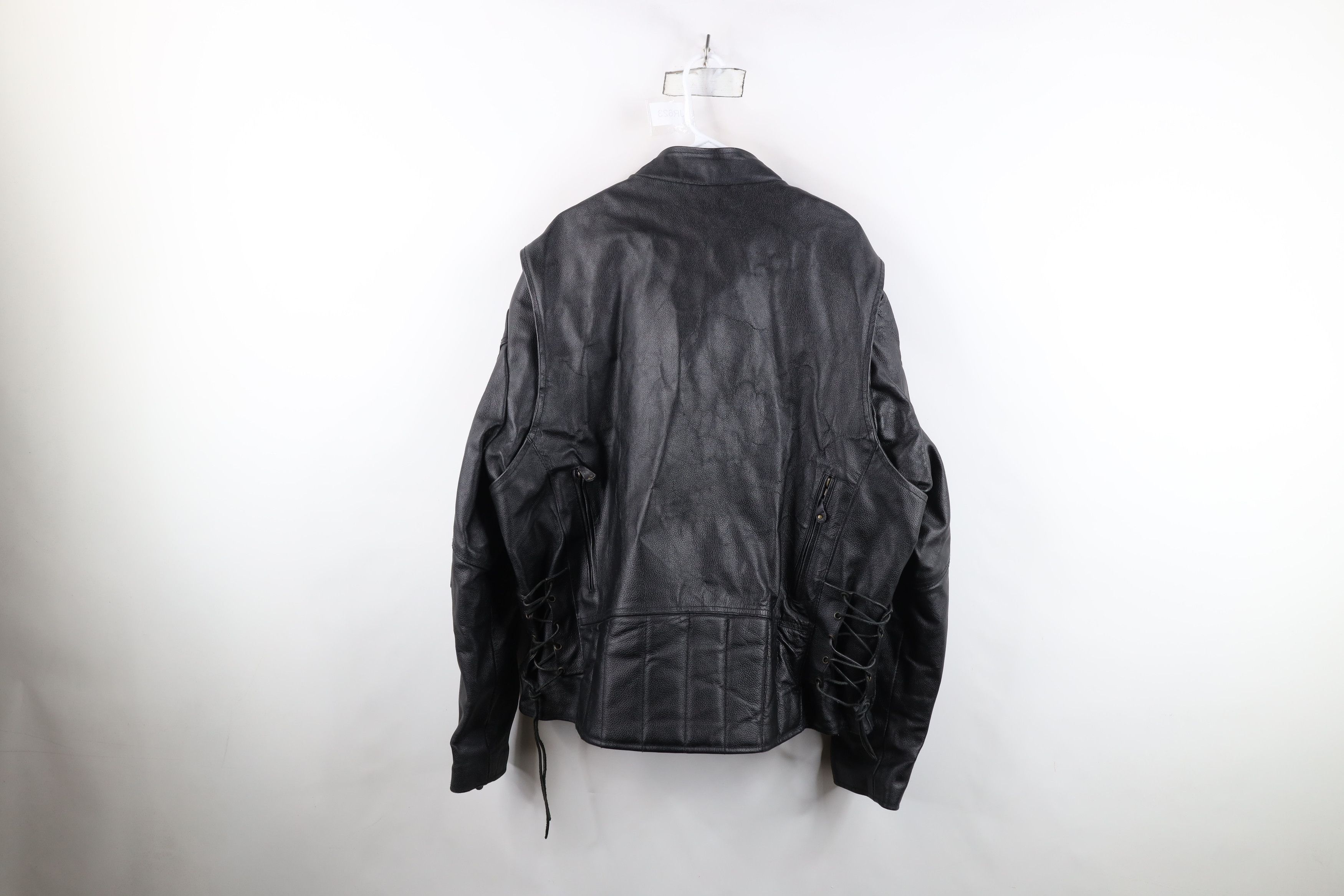 Vintage Vintage 90s Streetwear Lined Heavy Leather Motorcycle Jacket Size US XXL / EU 58 / 5 - 13 Thumbnail