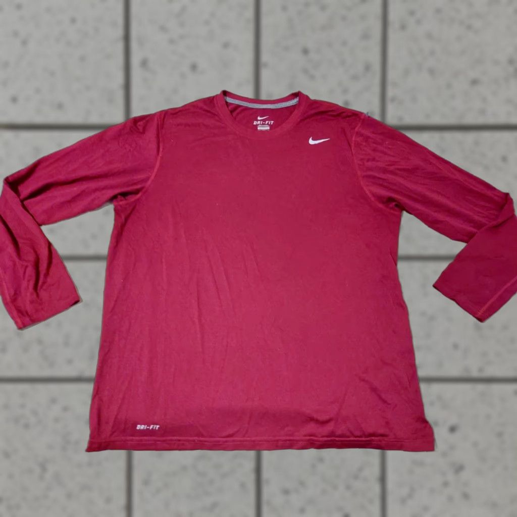 Nike Nike Dri-Fit Shirt XL Long Sleeve Burgundy Red Athletic Workout Men’s Pullover Crew Neck Size US XL / EU 56 / 4 - 1 Thumbnail