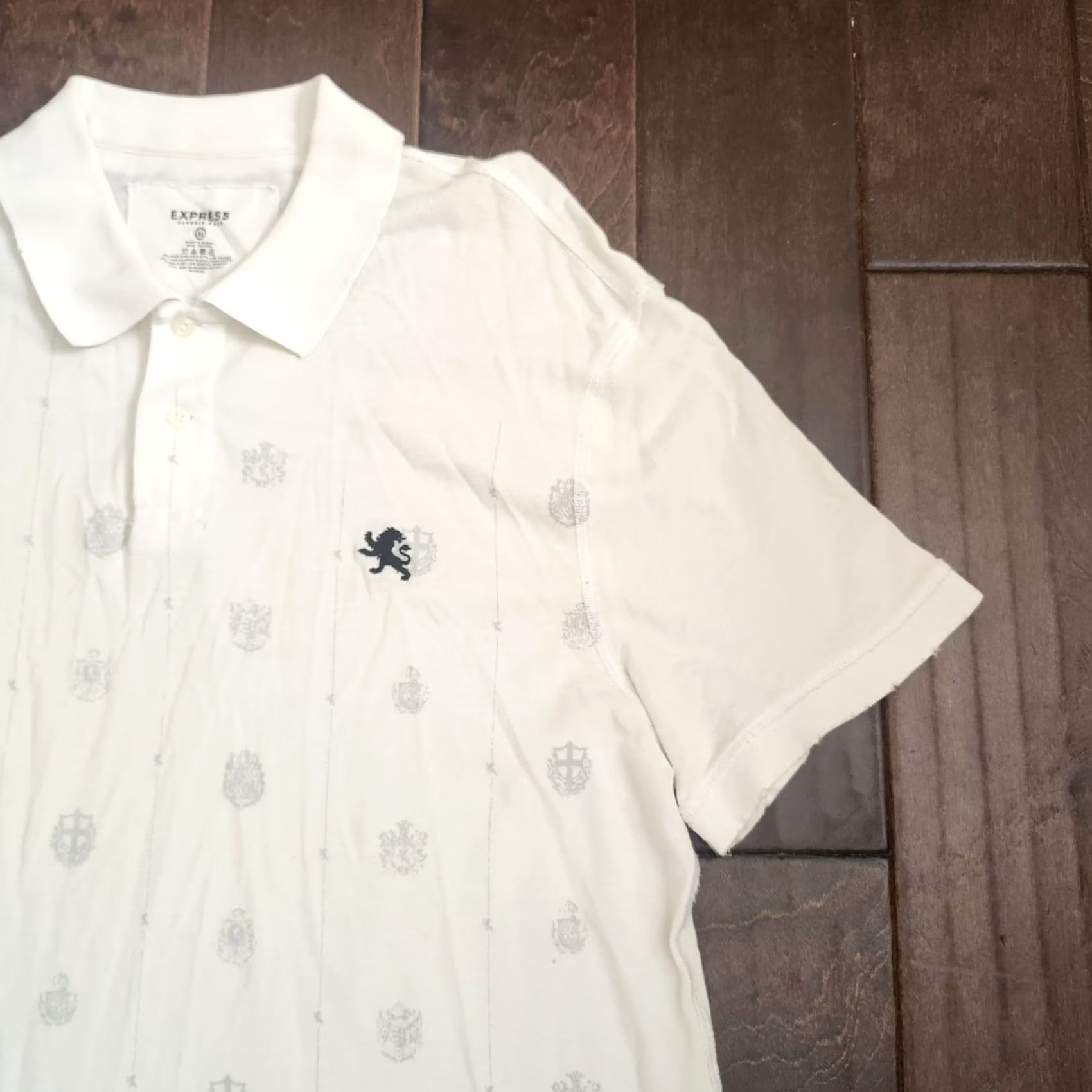 Express Express Polo Shirt Men XL White Distressed Frayed Edge Classic Polo Shirt - Express Mens Regular Fit Short Sleeve Golf Walking Casual Travel Size US XL / EU 56 / 4 - 5 Thumbnail