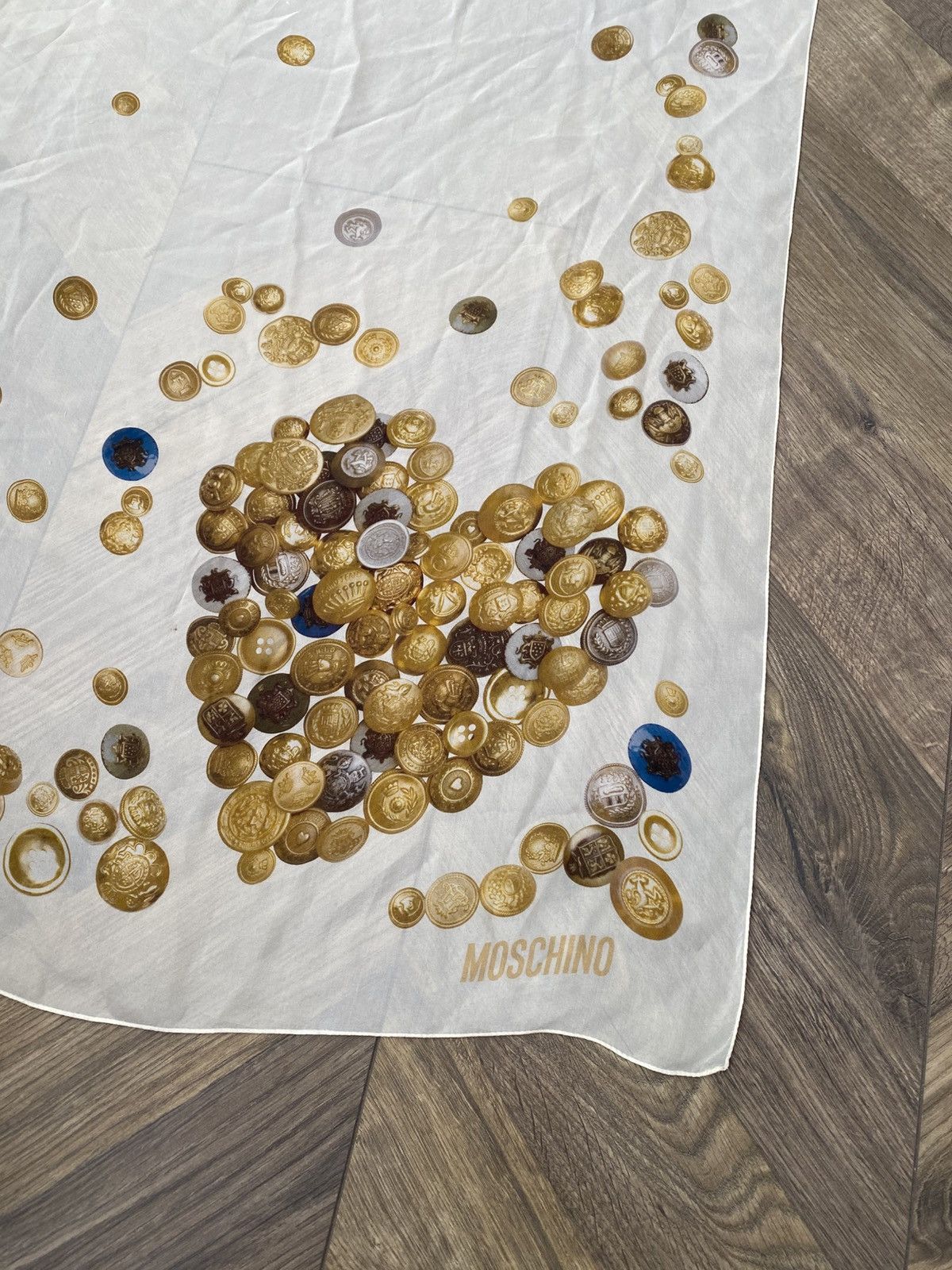 Moschino Vintage Moschino Silk Scarf Gold Coins Print Ivory Wrap Size ONE SIZE - 5 Thumbnail