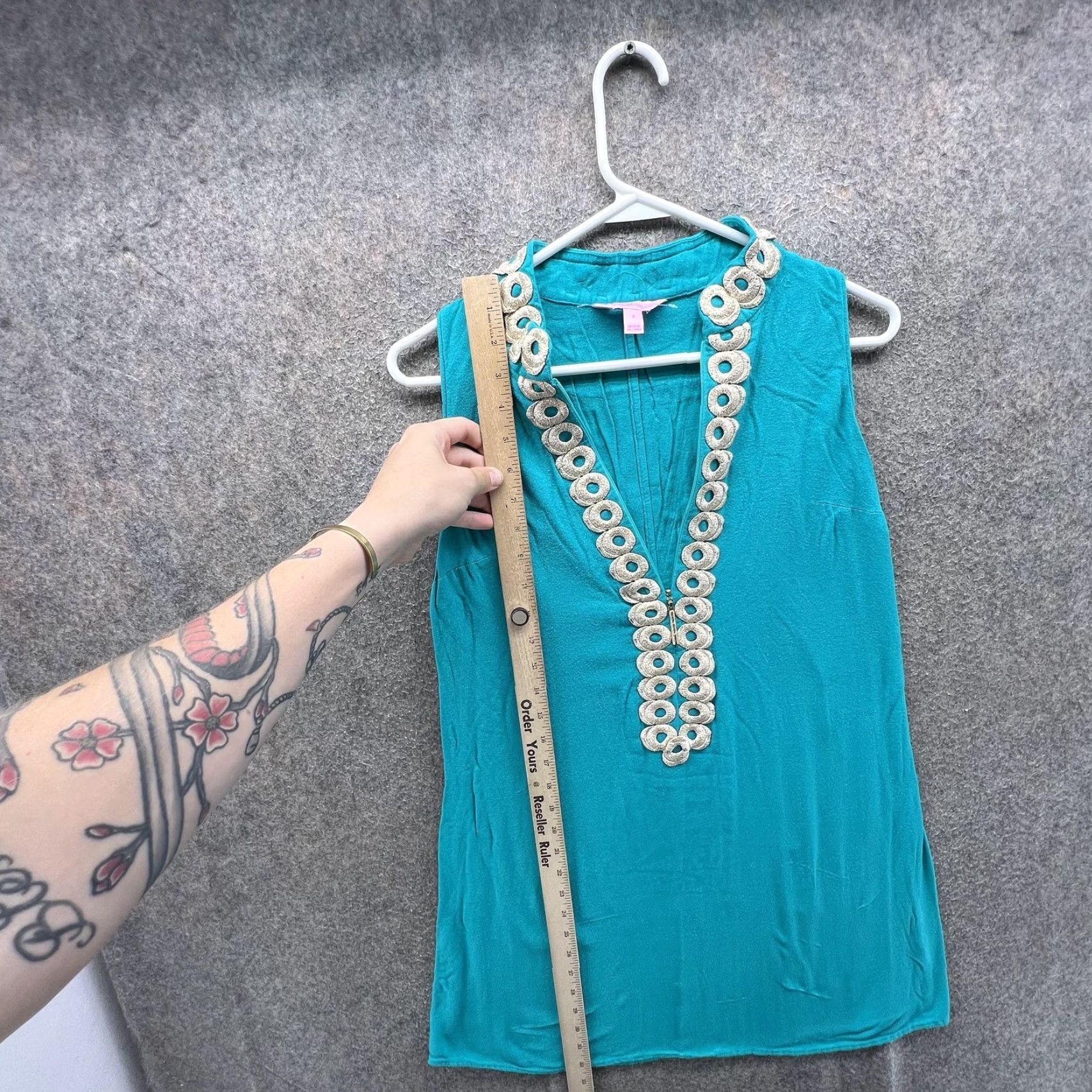 Lilly Pulitzer Lilly Pulitzer Dress Womens 4 Blue Beaded V Neck Sleeveless Shift Tunic Size S / US 4 / IT 40 - 3 Thumbnail
