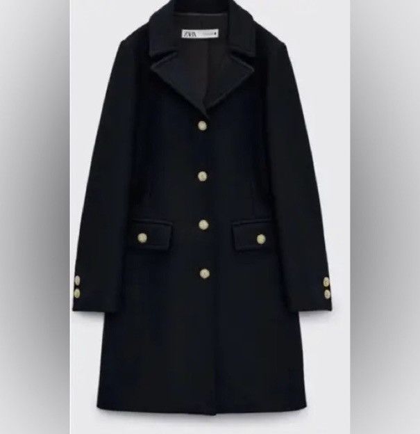 Zara NWT Zara Manteco (Italian Wool) Navy Blue Coat Sz XS Size XS / US 0-2 / IT 36-38 - 2 Thumbnail